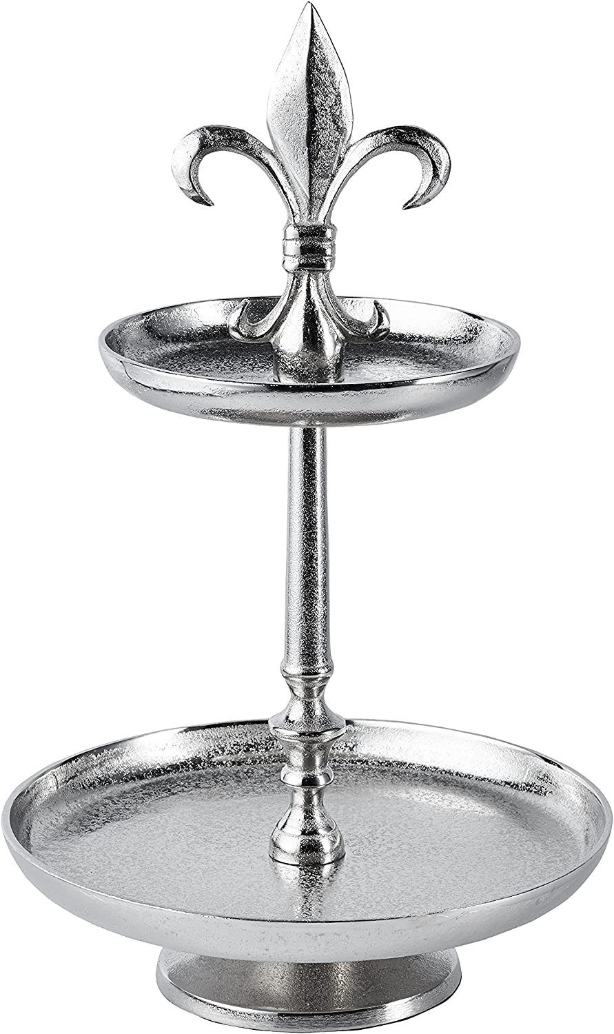 MichaelNoll Dekoetagere Etagere Lilie 2-Stöckig Deko Servierplatte Metall Aluminium - 50 cm