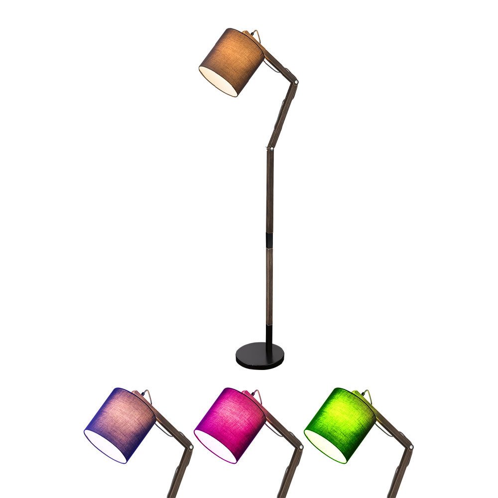 GLOBO LIGHTING LED Stehlampe, Leuchtmittel inklusive, Kaltweiß, Warmweiß, Neutralweiß, Tageslichtweiß, Farbwechsel, Holz Stehleuchte Textil Gelenkleuchte stehend Standleuchte Holz