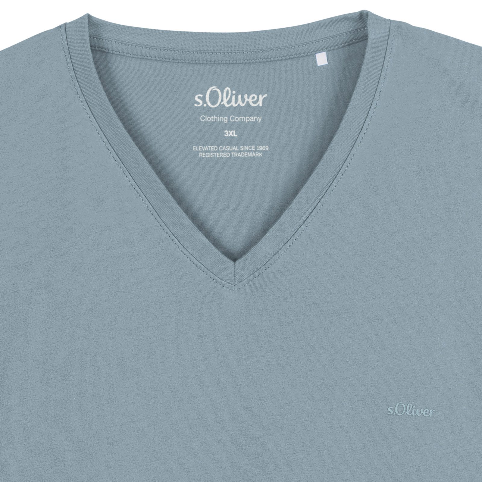 s.Oliver V-Shirt s.Oliver Übergrößen Basic-T-Shirt rauchblau V-Neck – Bild 2 von 2