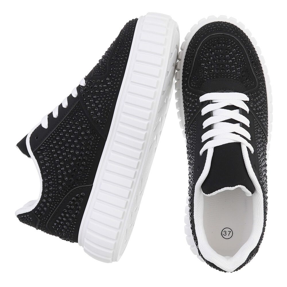 Ital-Design Modischer Sneaker mit Glitzerdetails für Damen Sneaker (91116910) Flach Sneakers Low in Schwarz – Bild 2 von 5