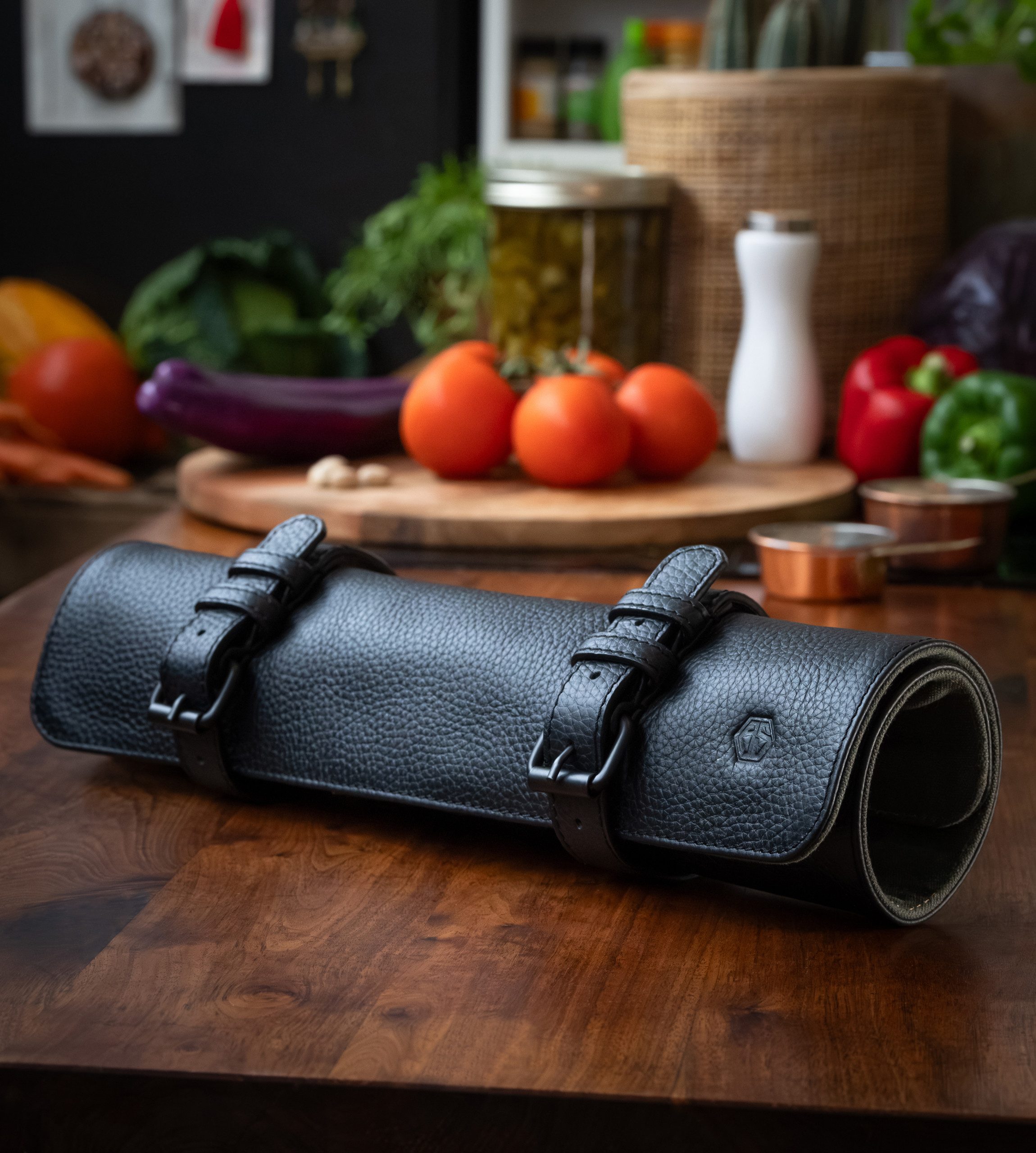 Angus Stoke Messertasche Duplex Messerrolle Leder, Messertasche aus hochwertigem Büffelleder
