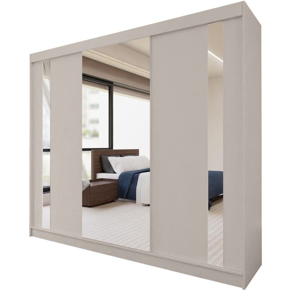 Beautysofa Schwebetürenschrank Gaja (weiß, schwarz, graphit, artisan, Kaschmir Farbe) mit Schubladen, Spiegeln und Kleiderstange