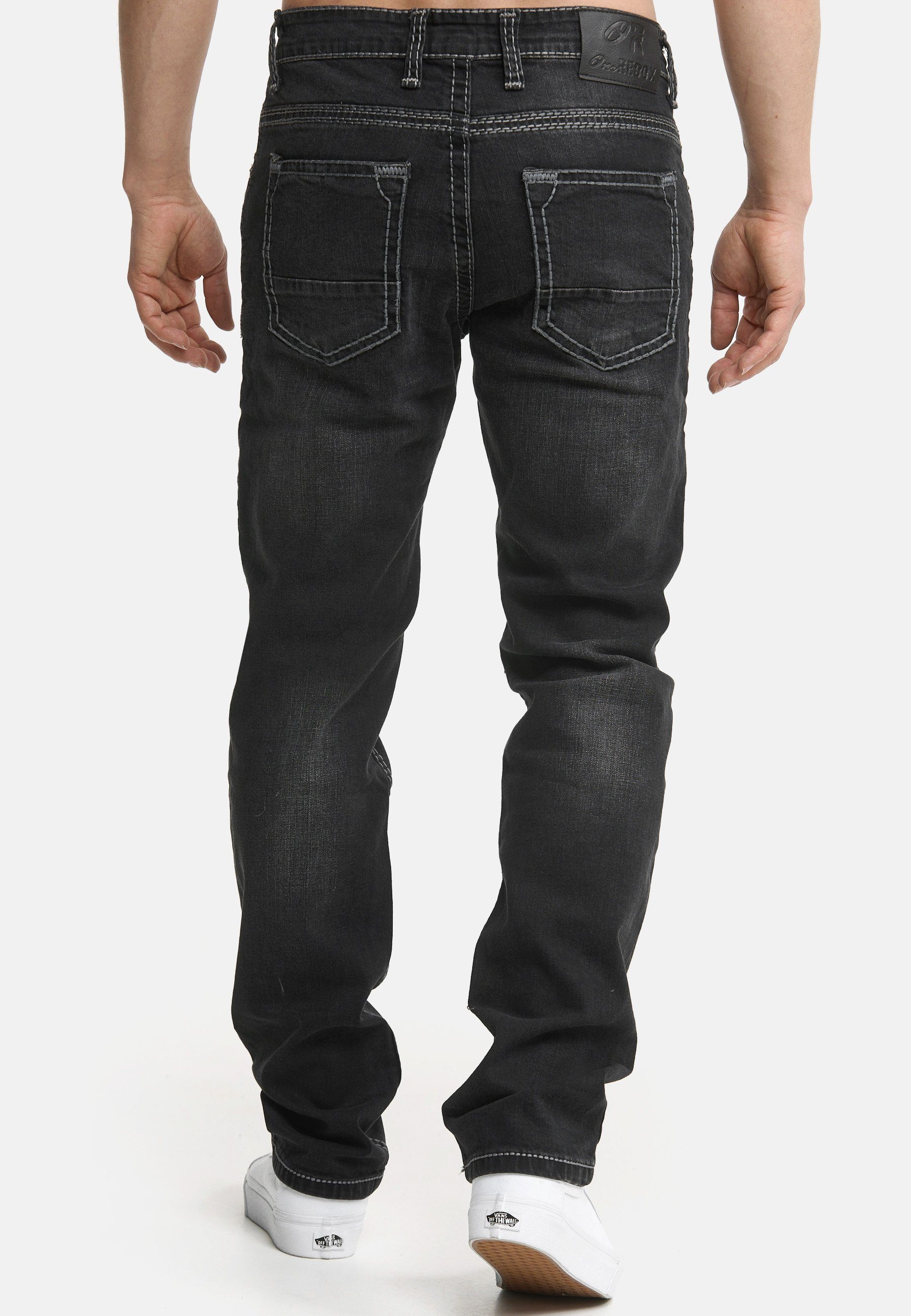 Denim Code47 (1-tlg) Regular Herren Männer Regular-fit-Jeans Five Pocket Jeans Fit Bootcut Black Code47 Hose