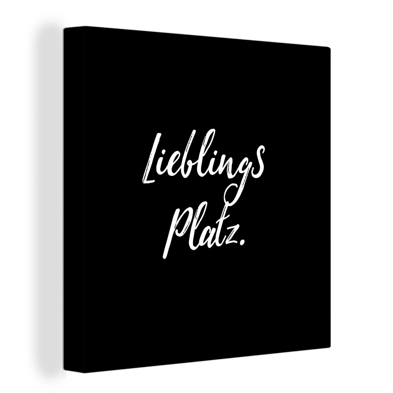 OneMillionCanvasses® Leinwandbild Lieblingsplatz - Zitate - Sprichwörter - Essen, Fotodruck (1 St), Wandbild, Deko Schlafzimmer Wohnzimmer Flur 20x20 cm