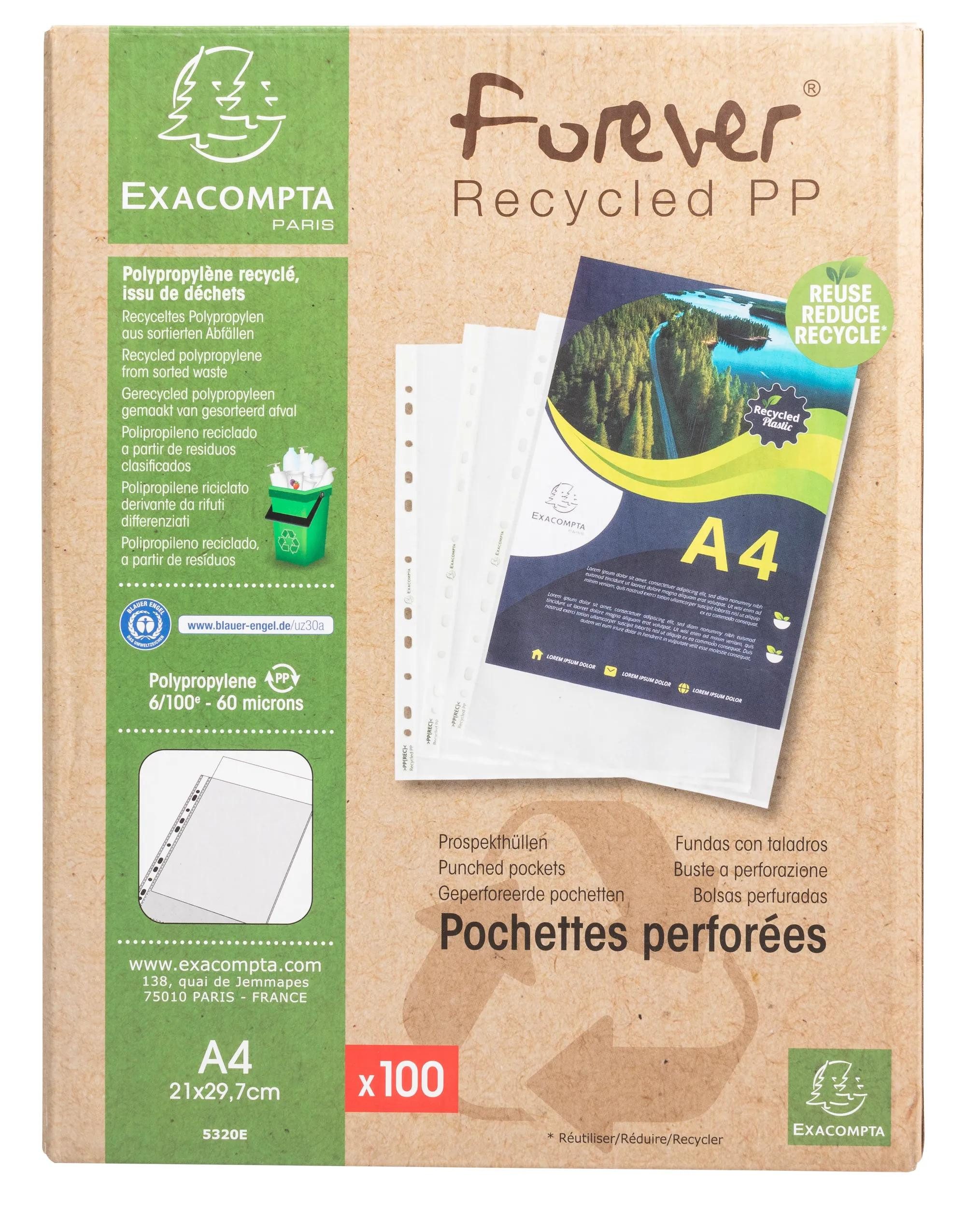 EXACOMPTA Prospekthülle 10x 100 Prospekthüllen, RC-PP 60µ, Forever PP - Kristall - 5320E, Hüllen