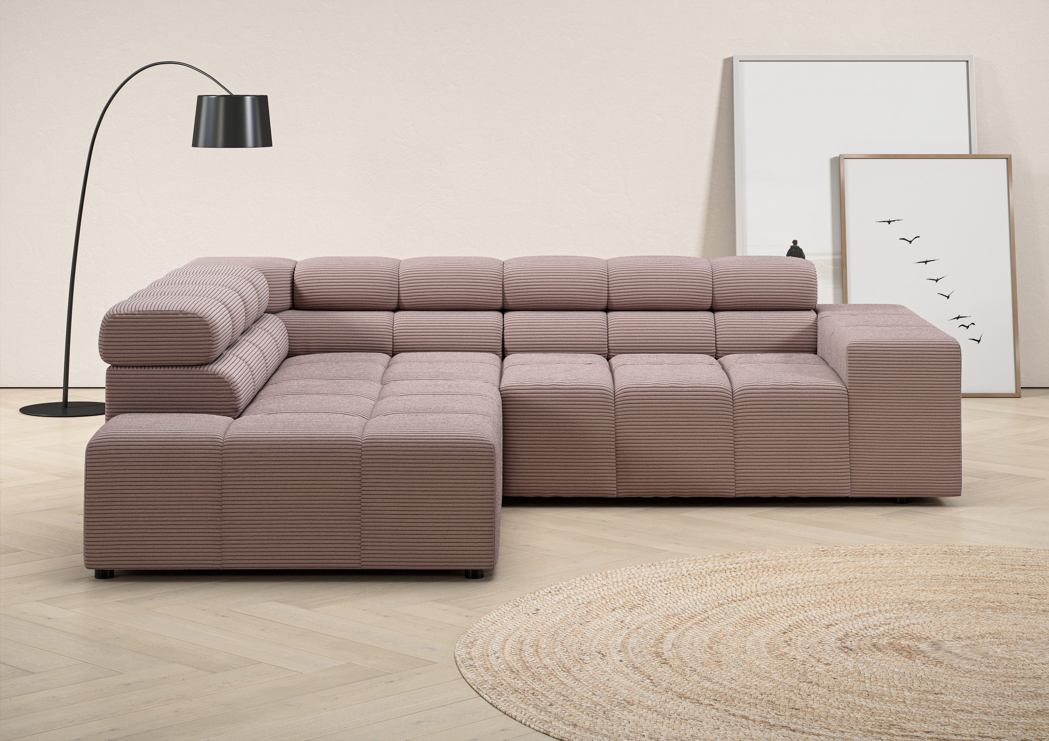 INOSIGN Ecksofa "Ancona, incl. Kopfteilverstellung + 3 Zierkissen, L-Form, günstig online kaufen