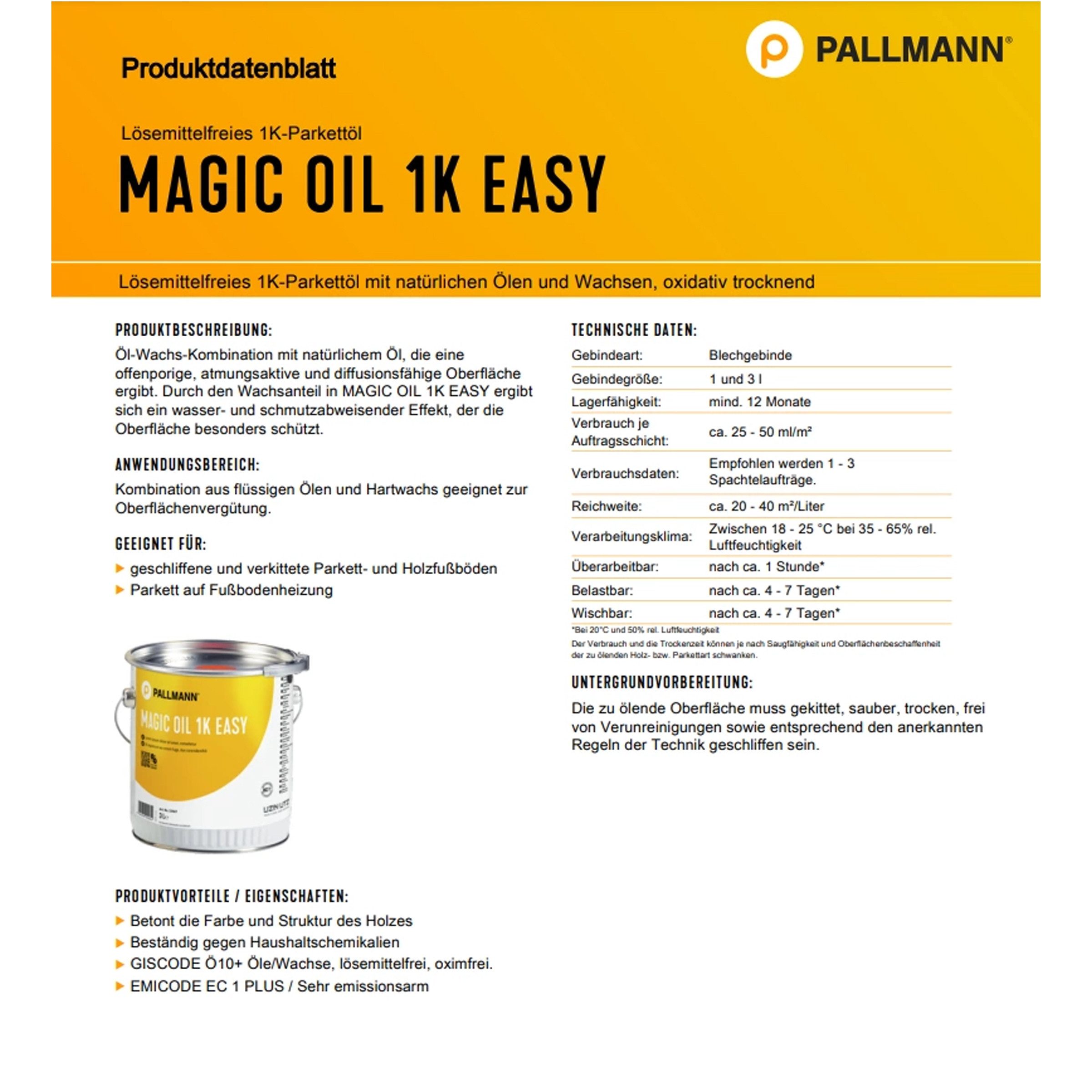 Pallmann Pallmann Magic Oil 1K Easy Öl-Wachs für Parkett & Holz 3 L Holzpflegeöl