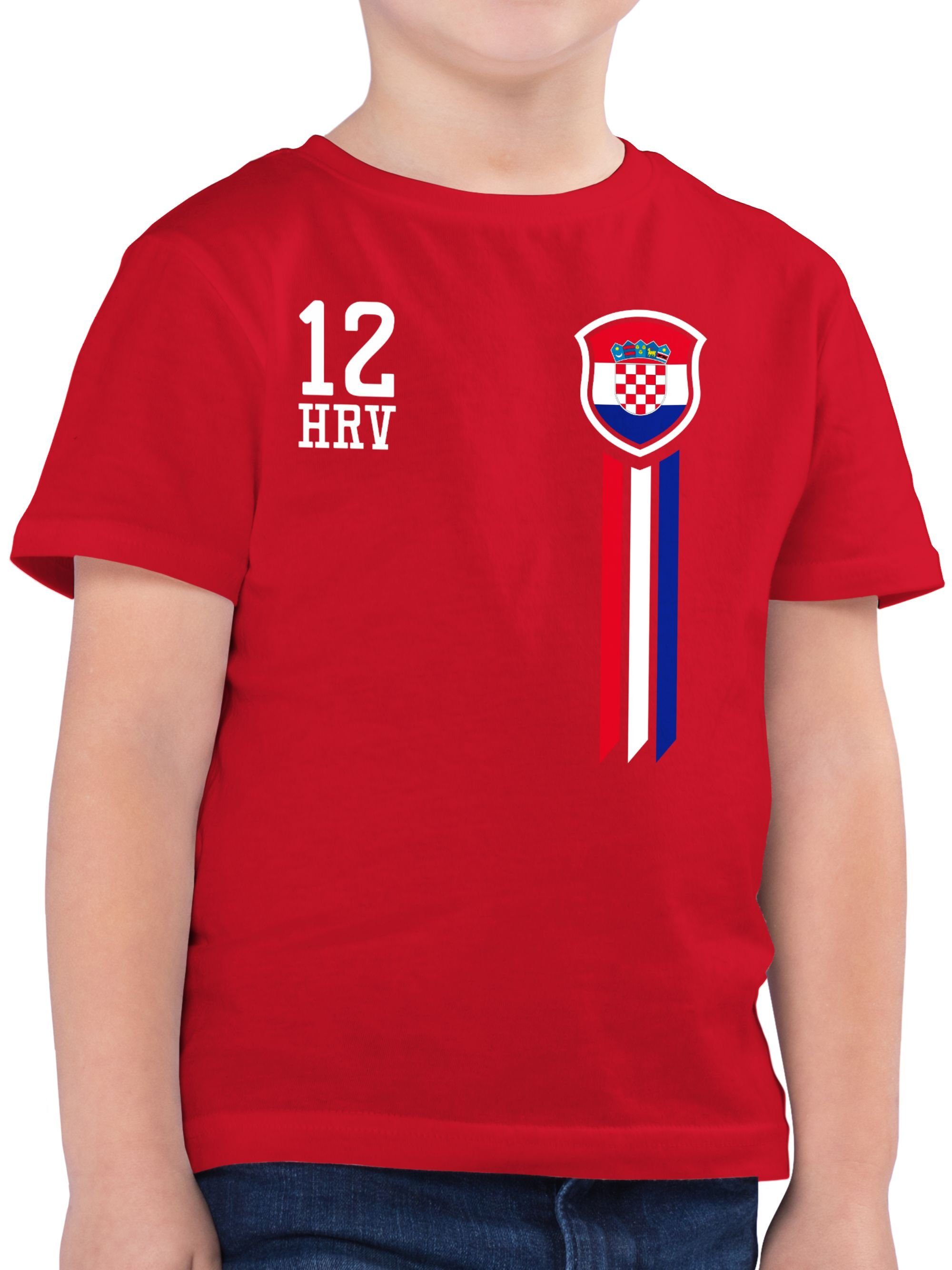 Shirtracer T-Shirt 12. Mann Kroatien Fan-Shirt Fussball EM 2024 Kinder 2 Rot