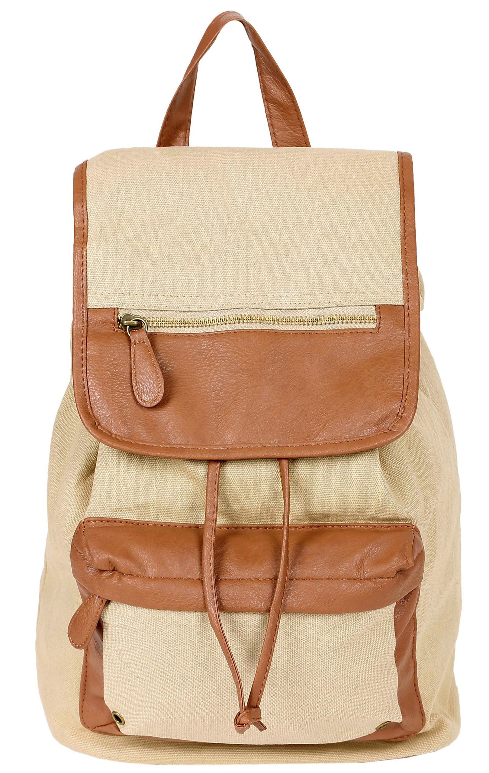 Sarcia.eu Rucksack Beiger Rucksack, Stoff + A4 Leder