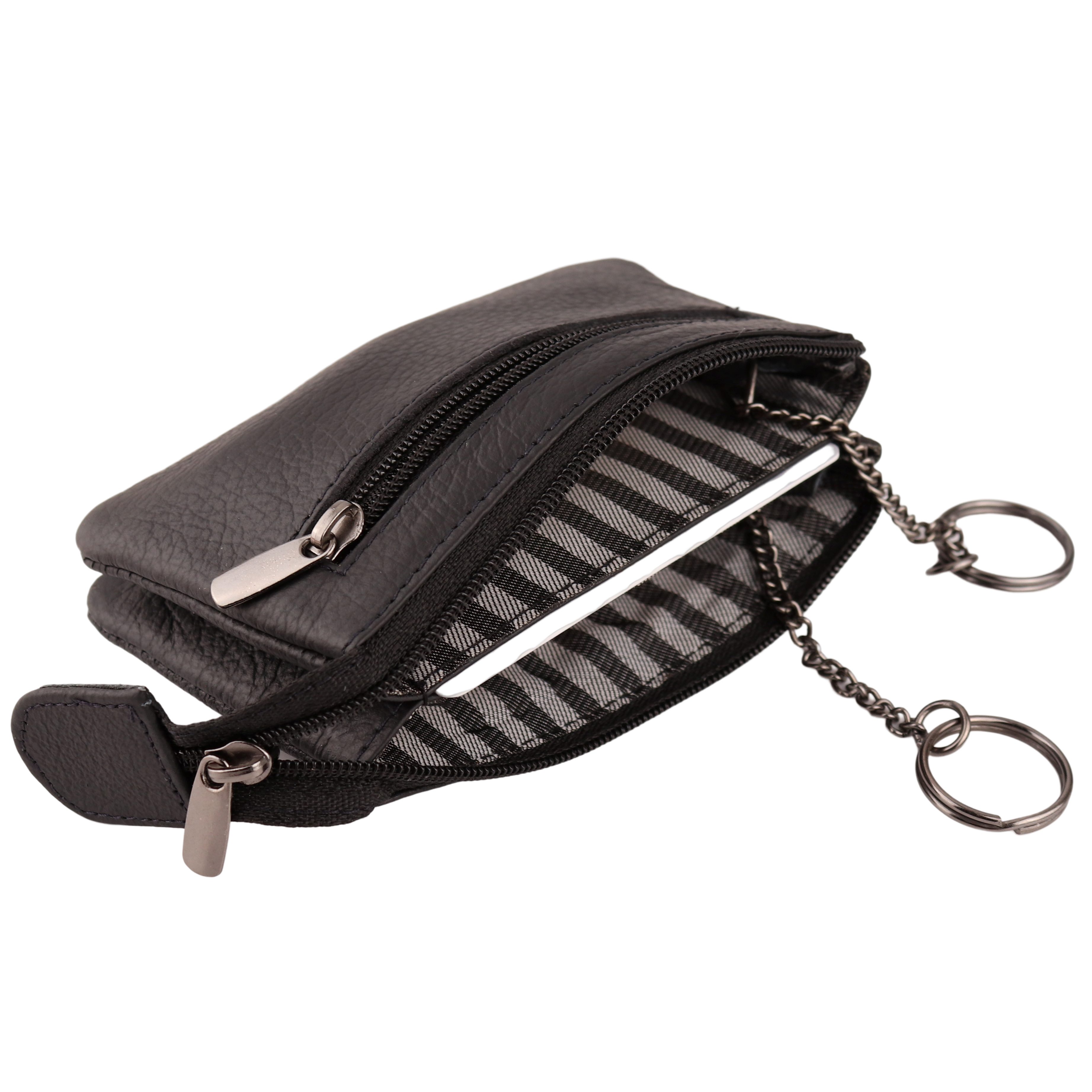 MIRROSI Schlüsseltasche UNISEX Echtleder mit zwei Fächern, 1 Steckfach, Schlüsseletui für Damen und Herren