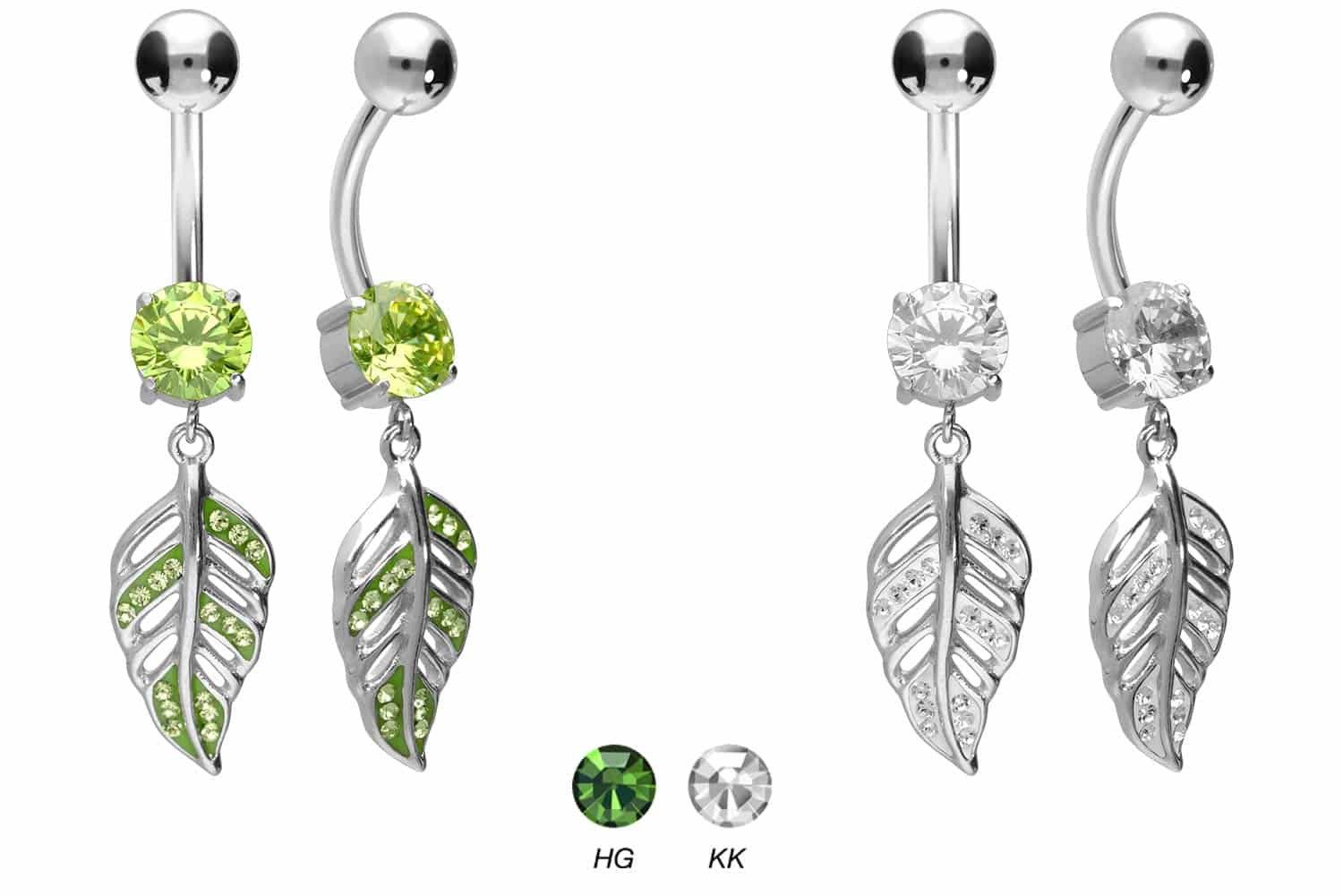 PIERCINGLINE Bauchnabelpiercing Chirurgenstahl Bananabell KRISTALLBLATT (Ba günstig online kaufen