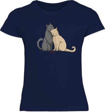 Shirtracer T-Shirt kuschelnde Katzen Tiermotiv Animal Print