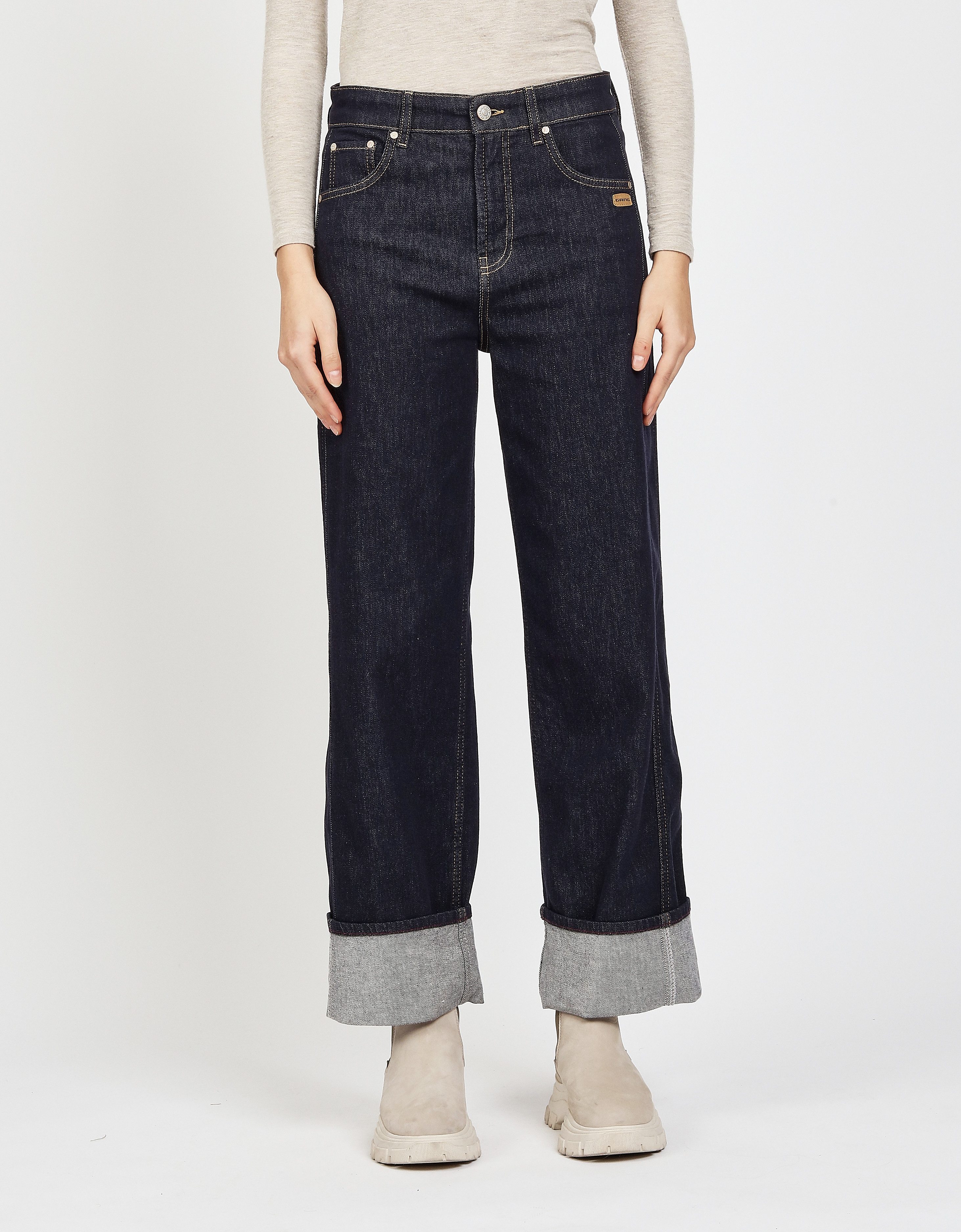 GANG Straight-Jeans 94BLAKE STRAIGHT hoher Bund, Umschlag am Saum