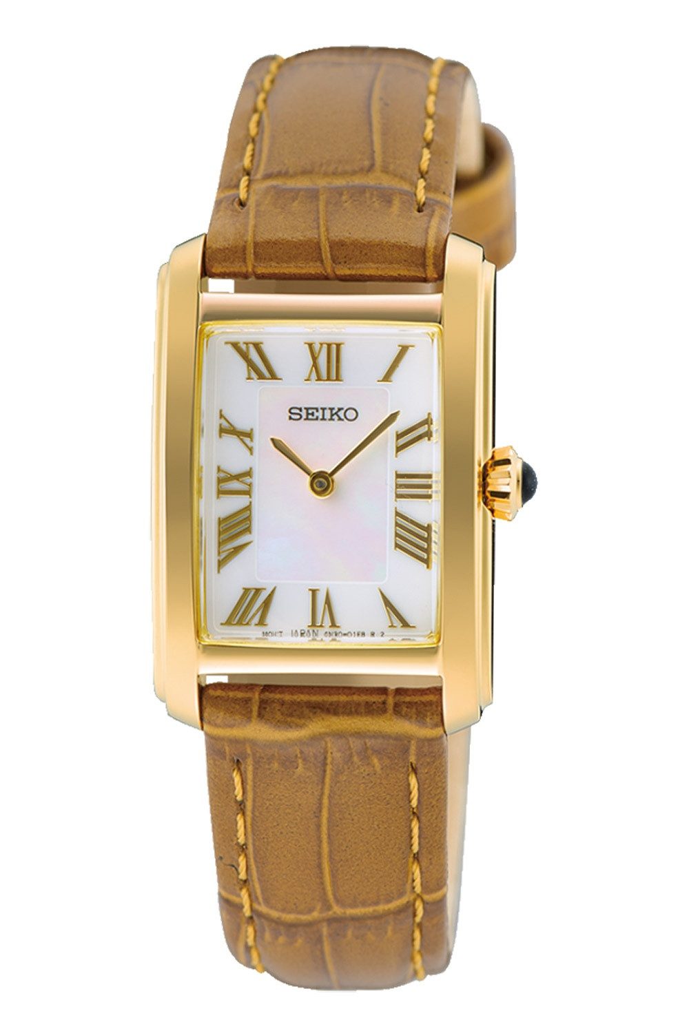 Seiko Quarzuhr Rechteckig Braun/Goldfarben günstig online kaufen