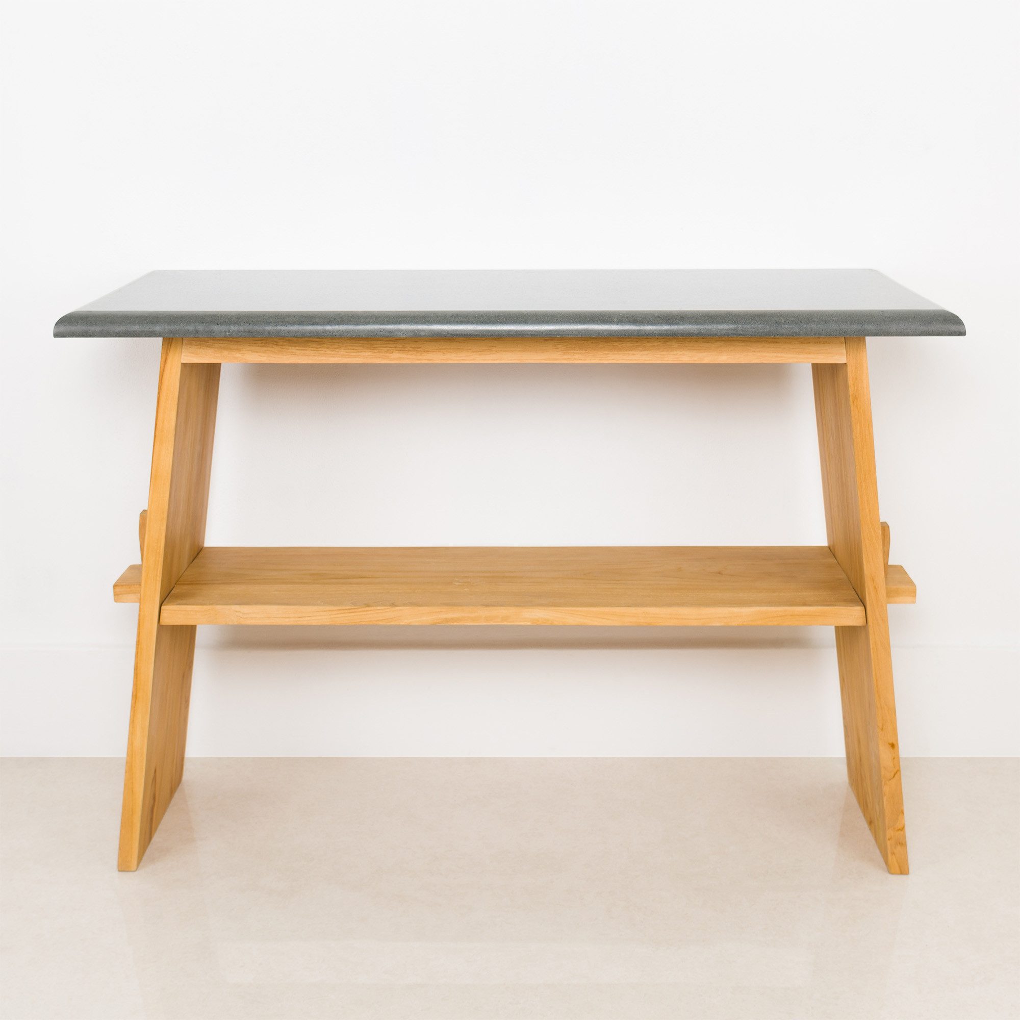wohnfreuden Waschbeckenunterschrank Teakholz Waschtisch ZEN 120 cm mit Naturstein Platte extra hoch