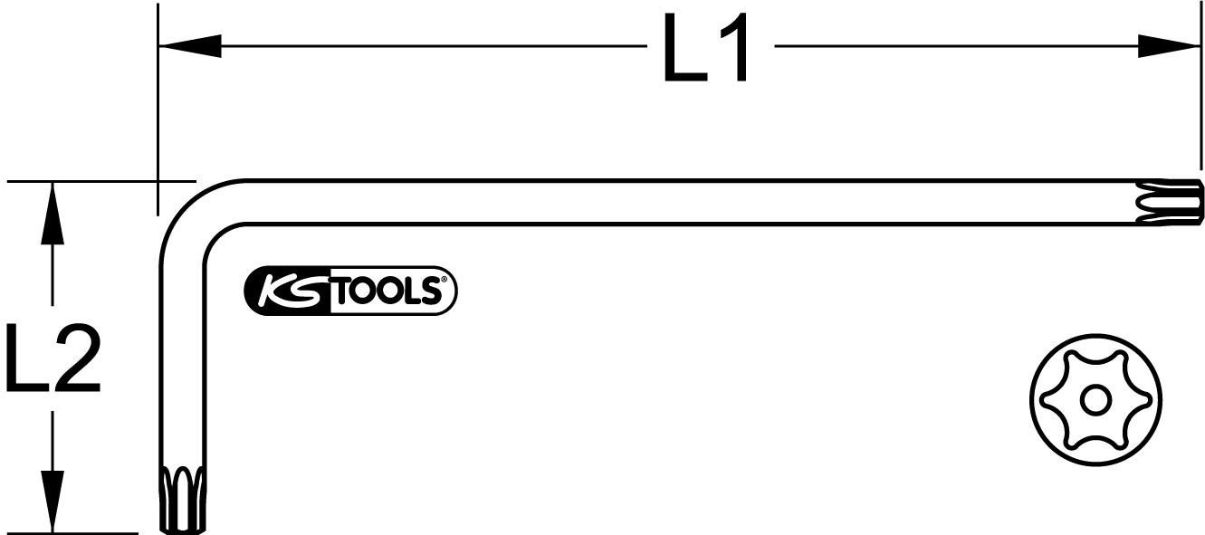 Thumbnail - KS Tools Winkelschlüssel Torx-Winkelstiftschlüssel mit Bohrung, lang, TB5
