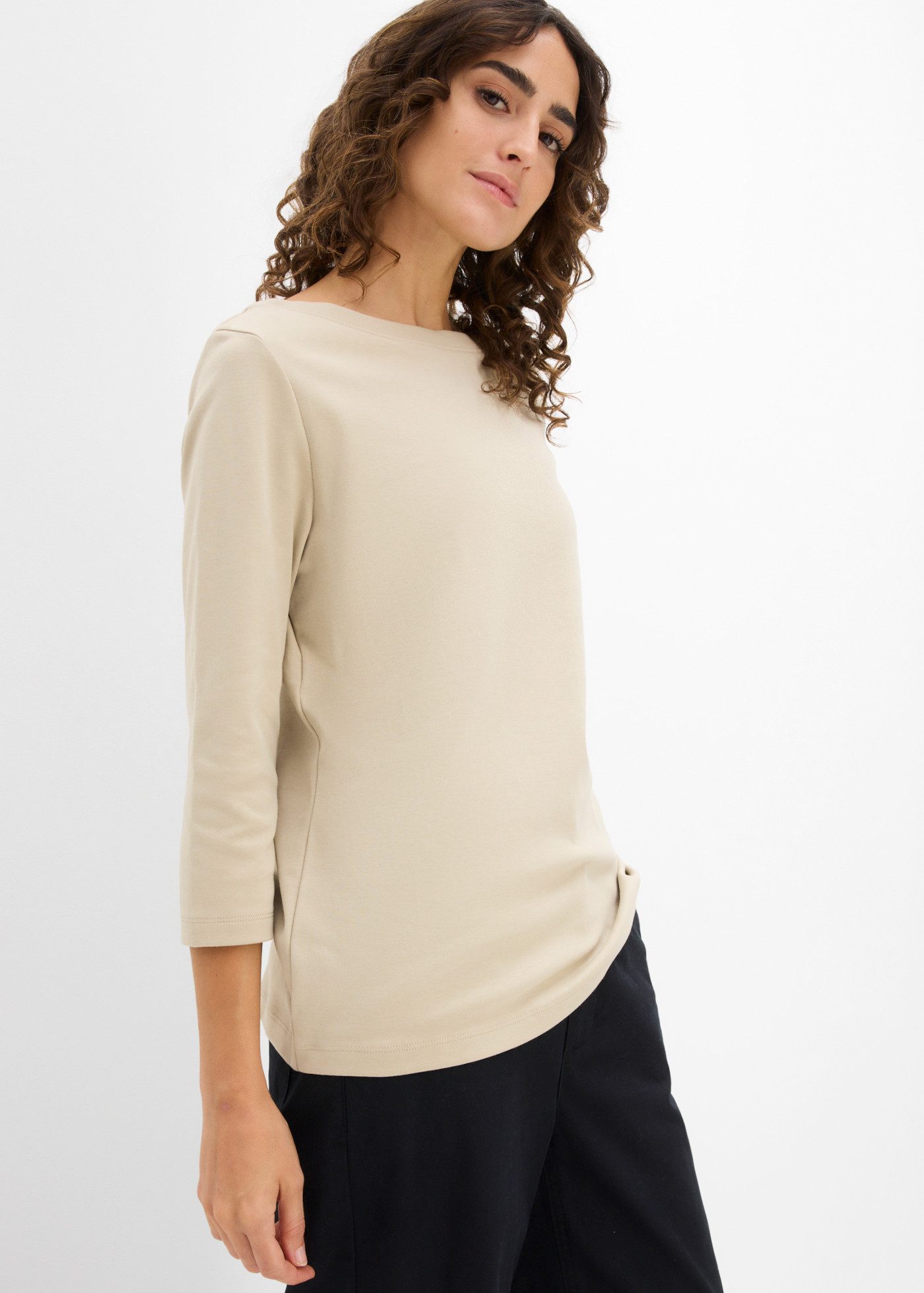bonprix T-Shirt mit 3/4-Ärmeln, aus schwerer Baumwolle, in mehreren Größen