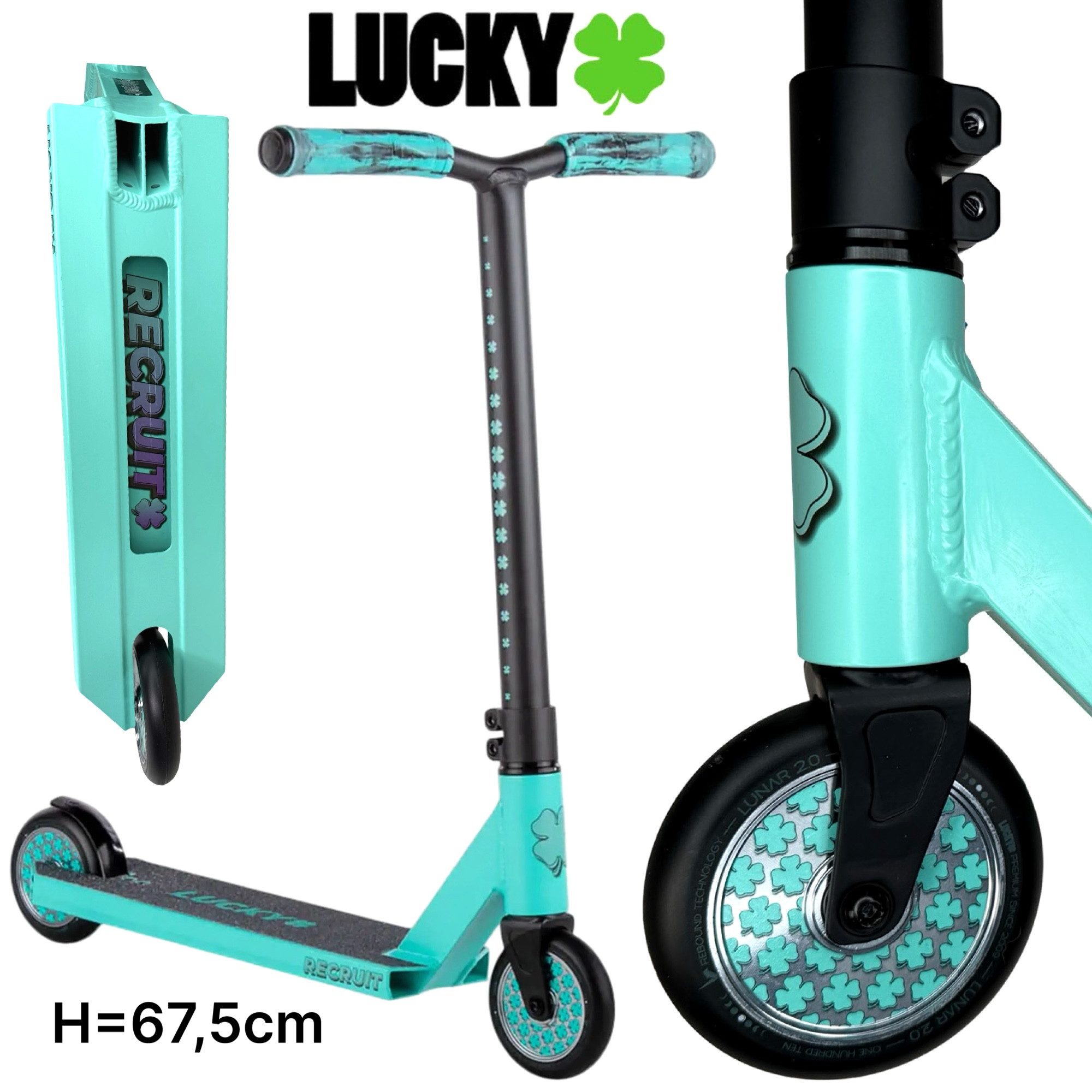 Lucky Pro Scooters Stuntscooter Lucky Recruit Mini Stunt-Scooter H=67cm Motion Türkis