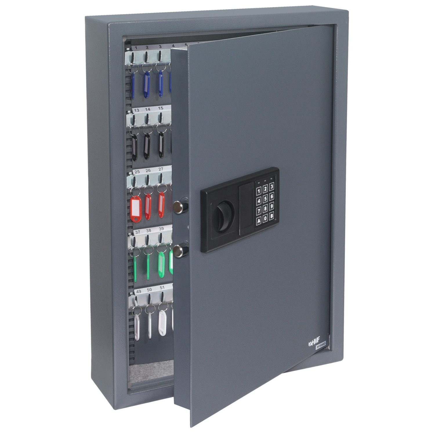 HMF Schlüsseltresor Schlüsselkasten mit Elektronikschloss (108 Haken, inkl. Schlüsselanhänger), Schlüssel Safe 66,5 x 43 x 13 cm, anthrazit