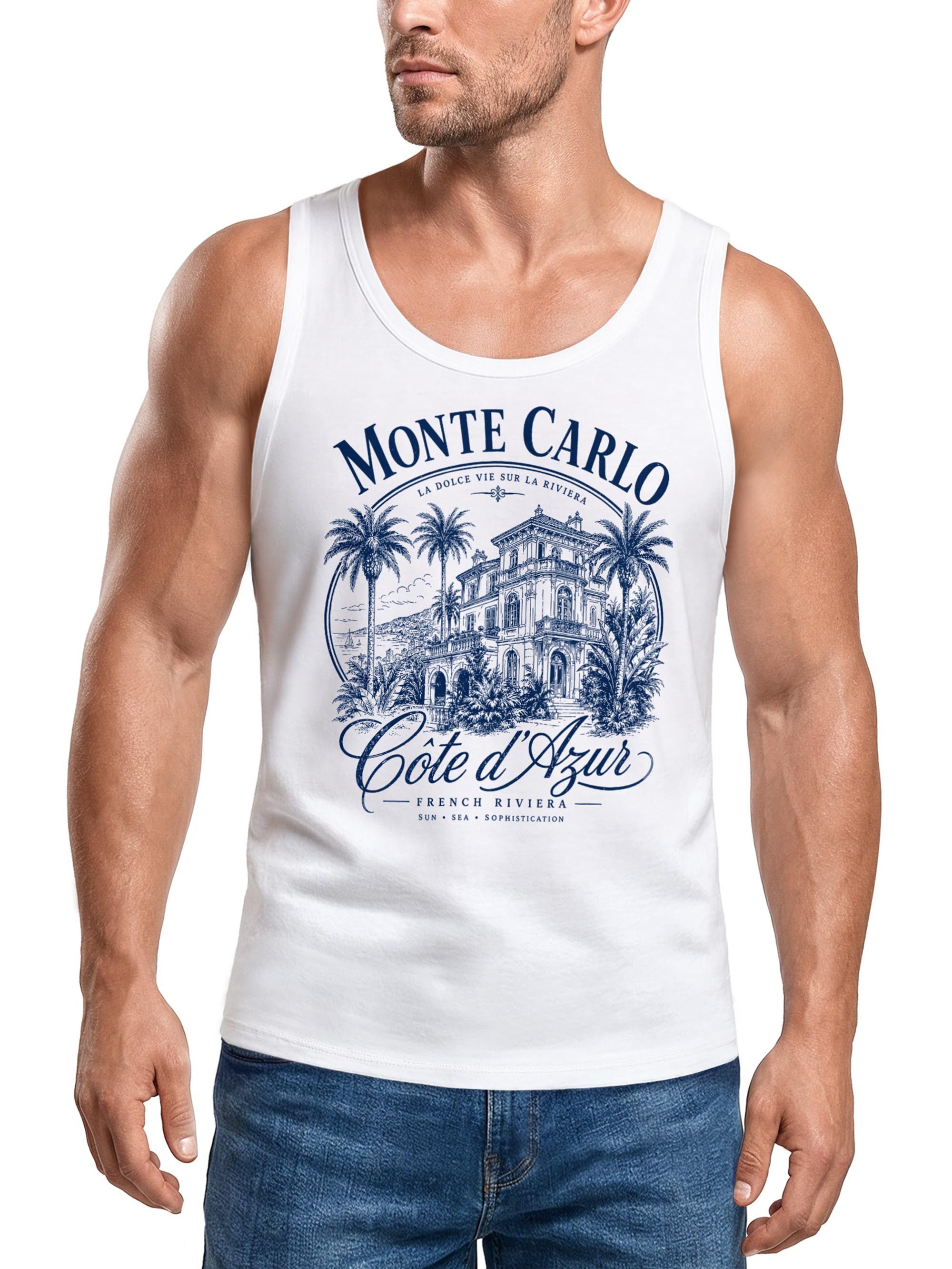 Neverless Tanktop Tanktop Herren mit Grafik-Print - Monte Carlo - Trägershirt Baumwolle mit Print