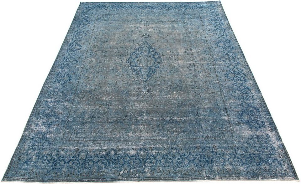 Teppich Vintage - 386 x 290 cm - dunkelblau, morgenland, rechteckig, Höhe:  8 mm, Wohnzimmer, Handgeknüpft, Einzelstück mit Zertifikat