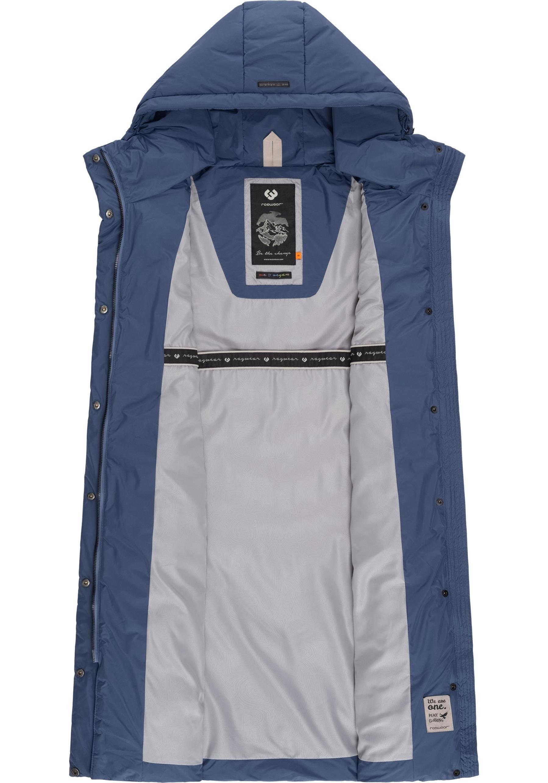 Ragwear Steppweste Suminka Vest Wasserdichte, lange Damen Winterweste