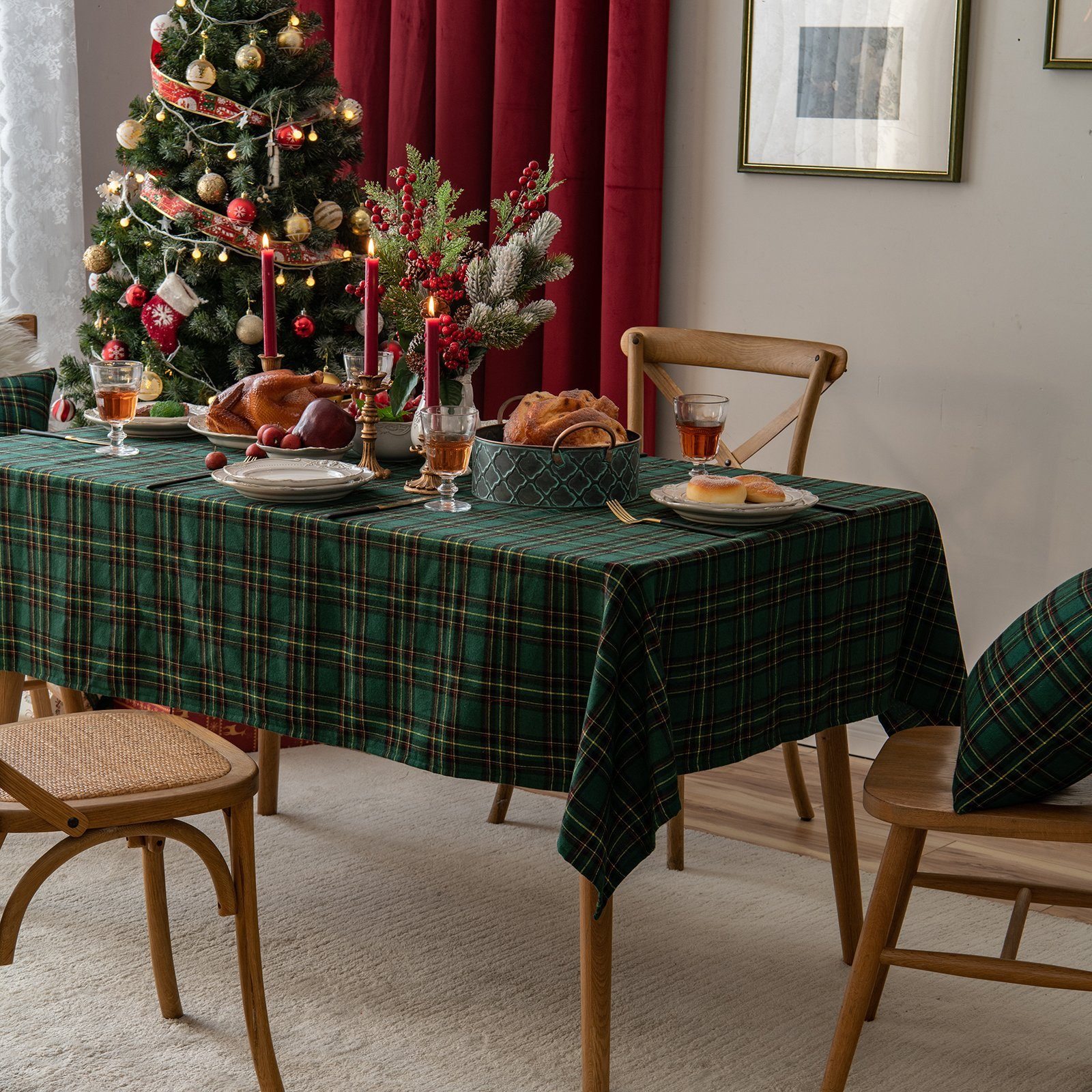 Qelus Tischläufer Karierte Tischdecke Weihnachten Tischdecke günstig online kaufen