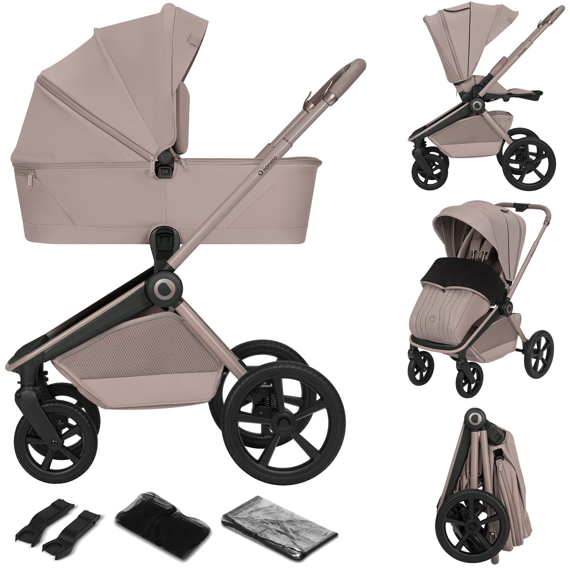 lionelo Kombi-Kinderwagen FREYA, (Set), 2in1/faltbare Wanne/AiryDots/XXL-Rückenlehne/UPF50+