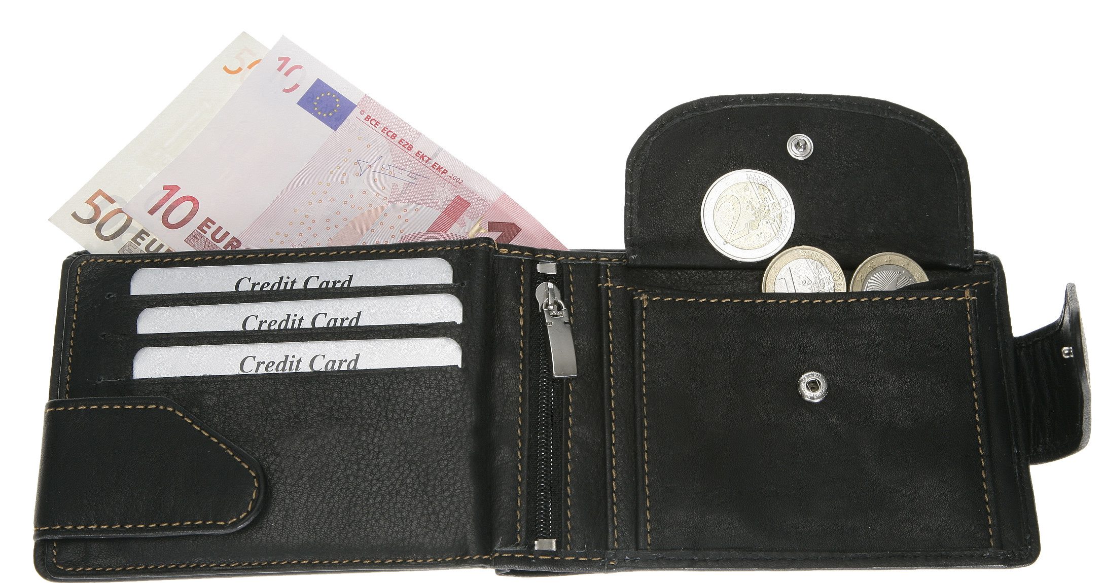 The Old River Geldbörse Herren Geldbeutel Börse viele Karten Leder, Portemonnaie Herrenbörse Wallet Schwarz