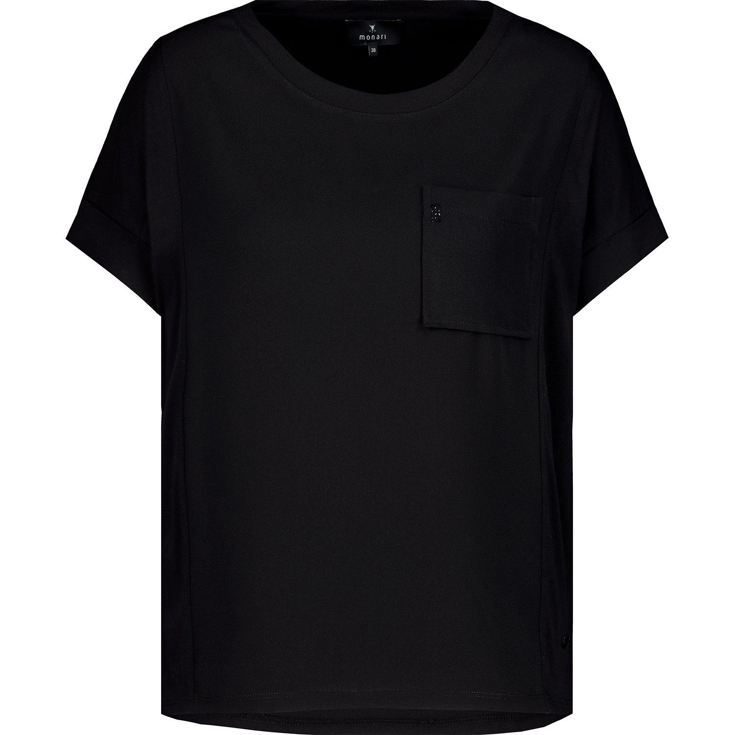 Monari Blusenshirt mit Tasche und Strasssteinen 999 schwarz