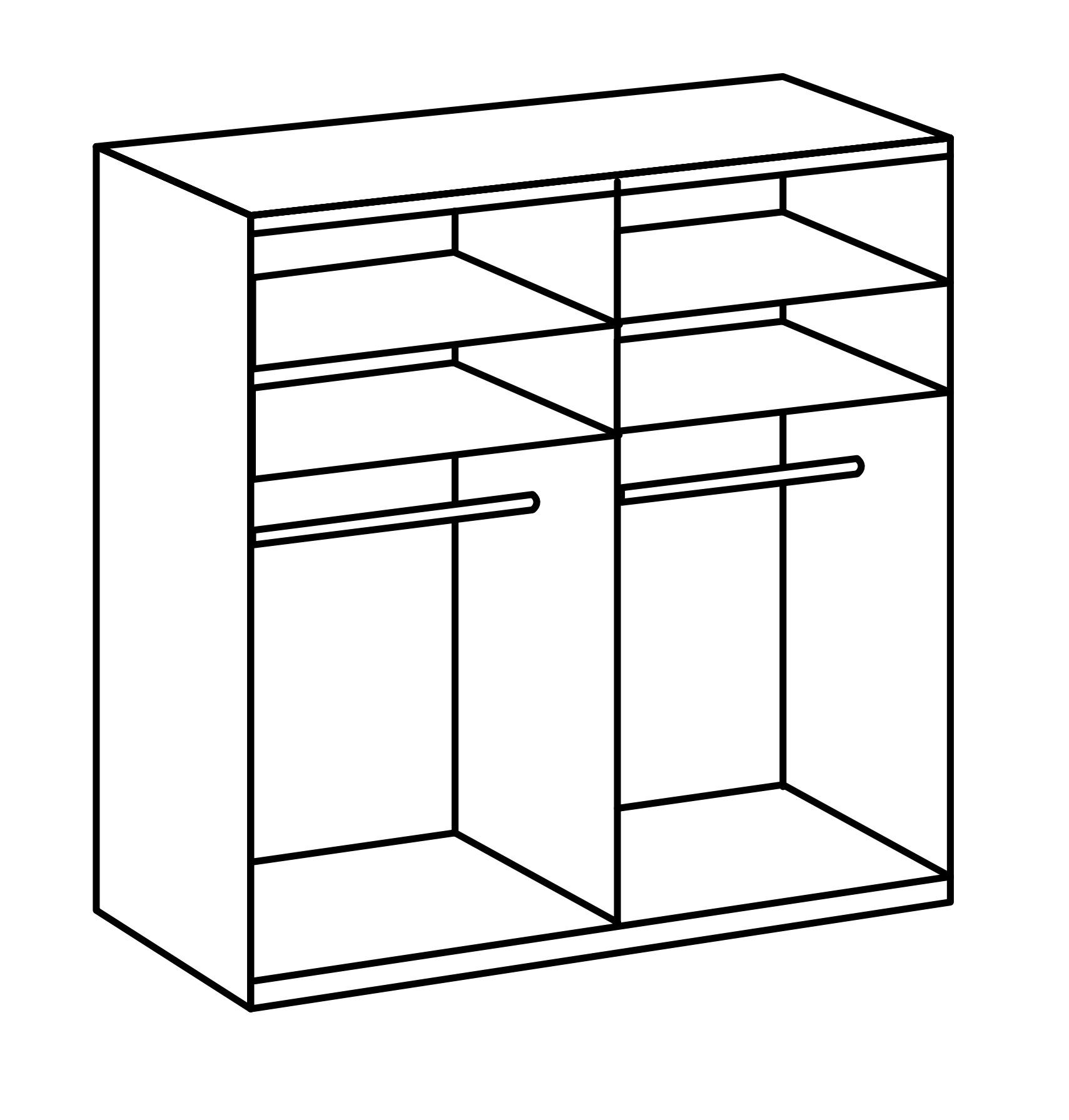 und Escape PLANKENEICHE Einlegeböden NACHBILDUNG 200x236 Türen freiraum 2 in mit cm) (BxH: Schwebetürenschrank 4