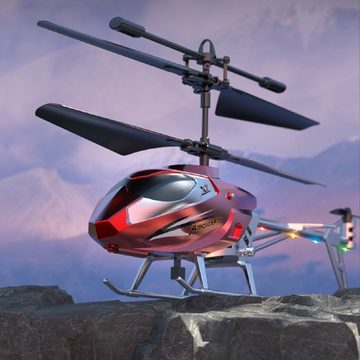 Kpaloft RC-Helikopter Hubschrauber, 3.5-Kanal, RTF, mit LED Licht, Höhe-Halten, rot, für Jungen, Erwachsene