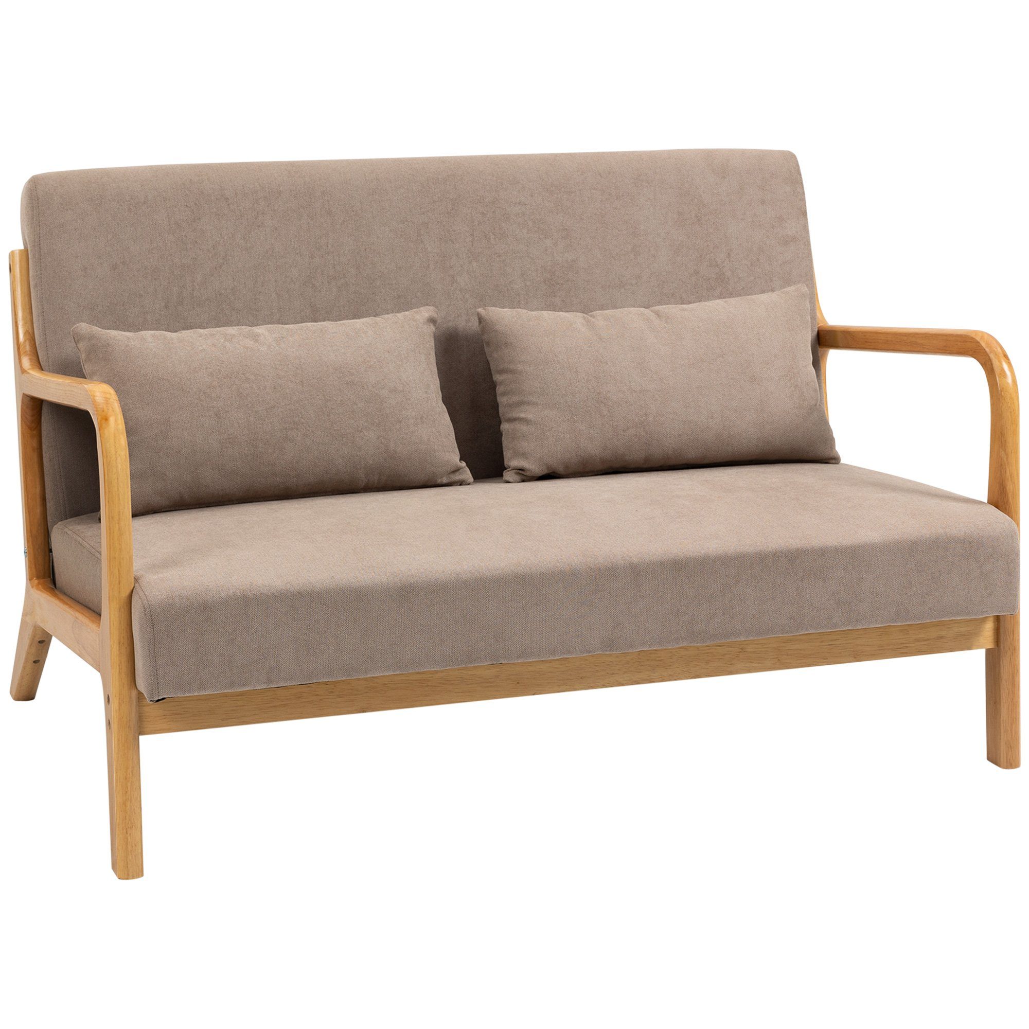 HOMCOM 2-Sitzer Sofa Zweisitzer mit Kissen, Doppelsofa mit Samtoptik, Loveseat