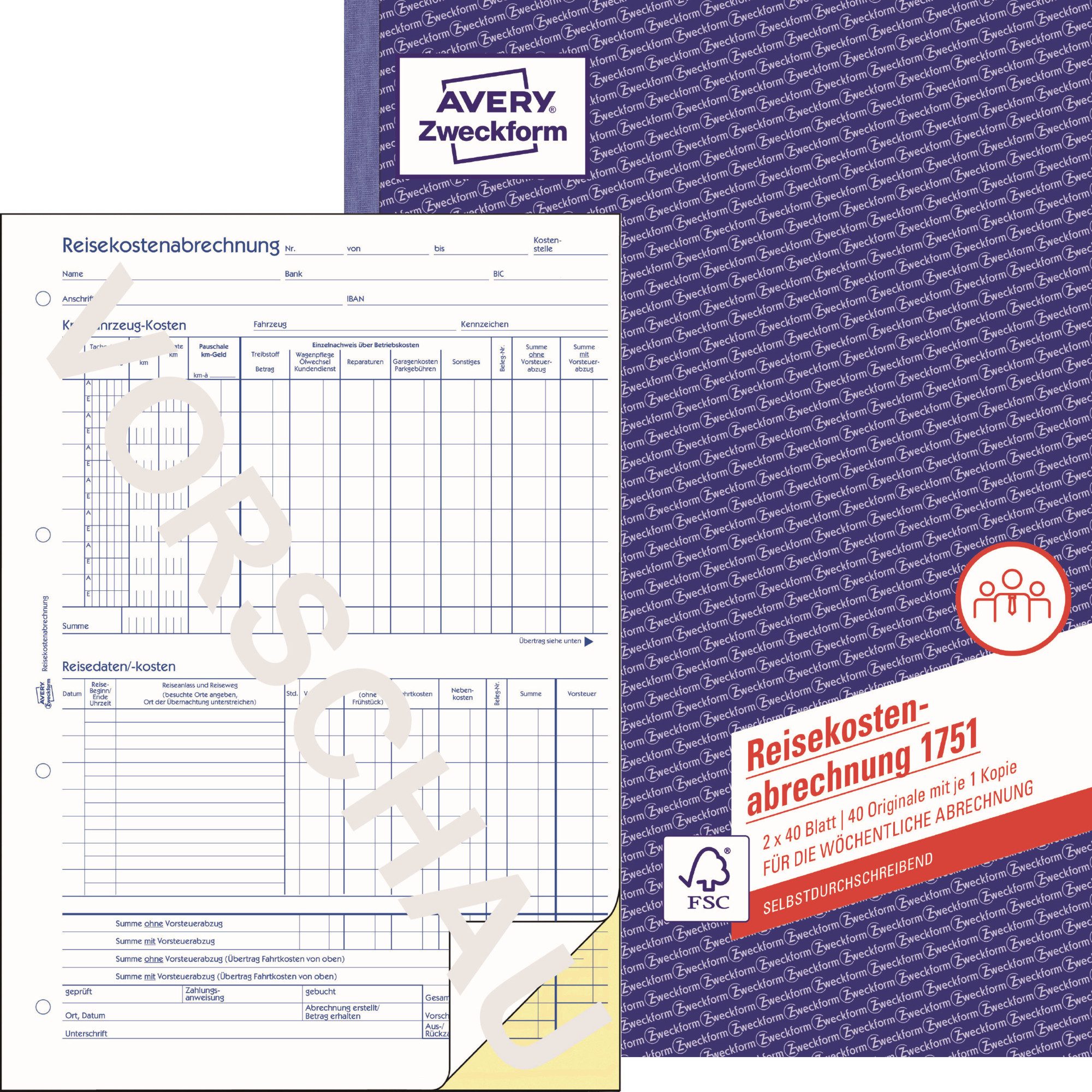 Formularblock Reisekostenabrechnung 1751