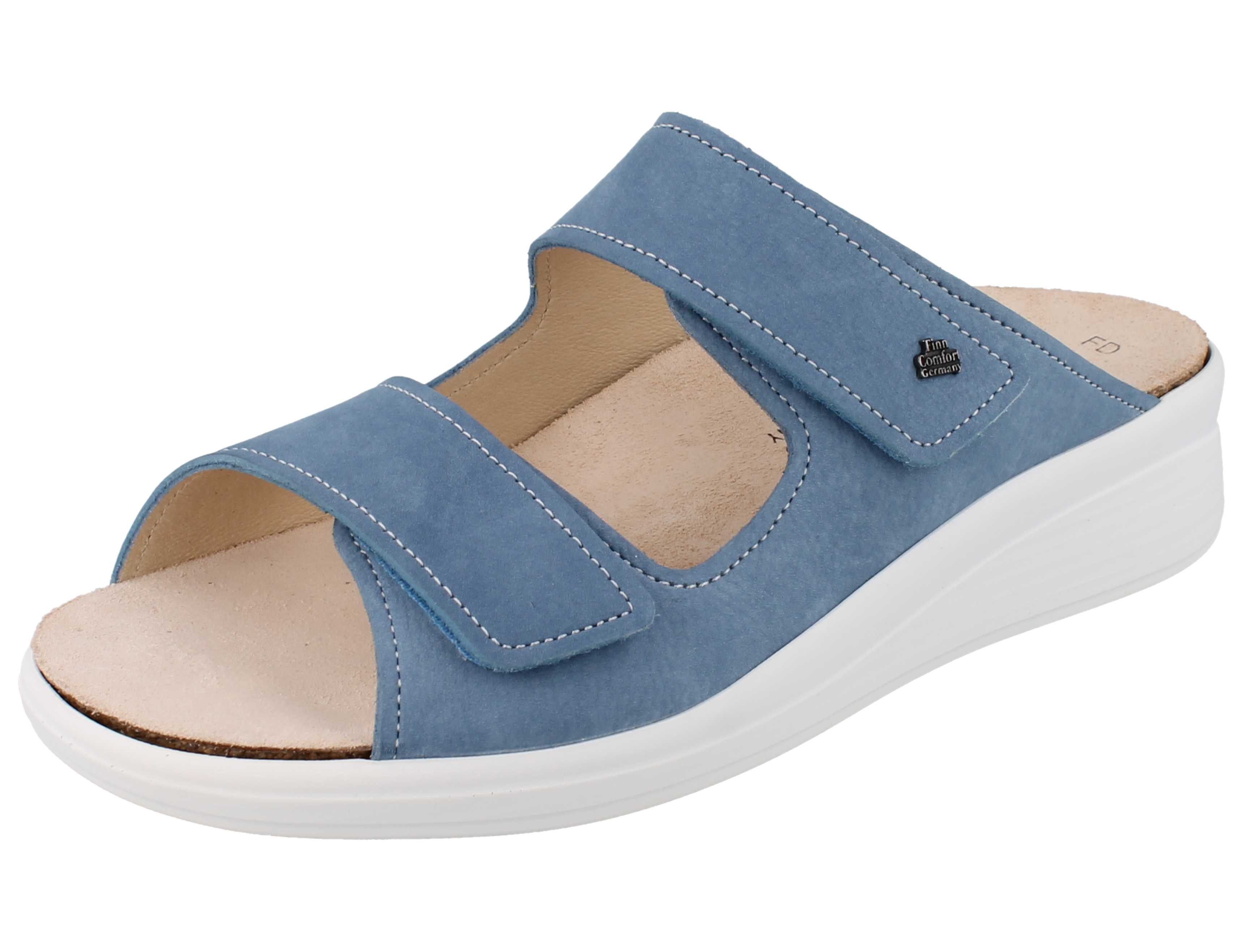 Finn Comfort FINN COMFORT Morelia Damen Pantolette hellblau Nubukleder - Größe: Pantolette Wechselfußbett