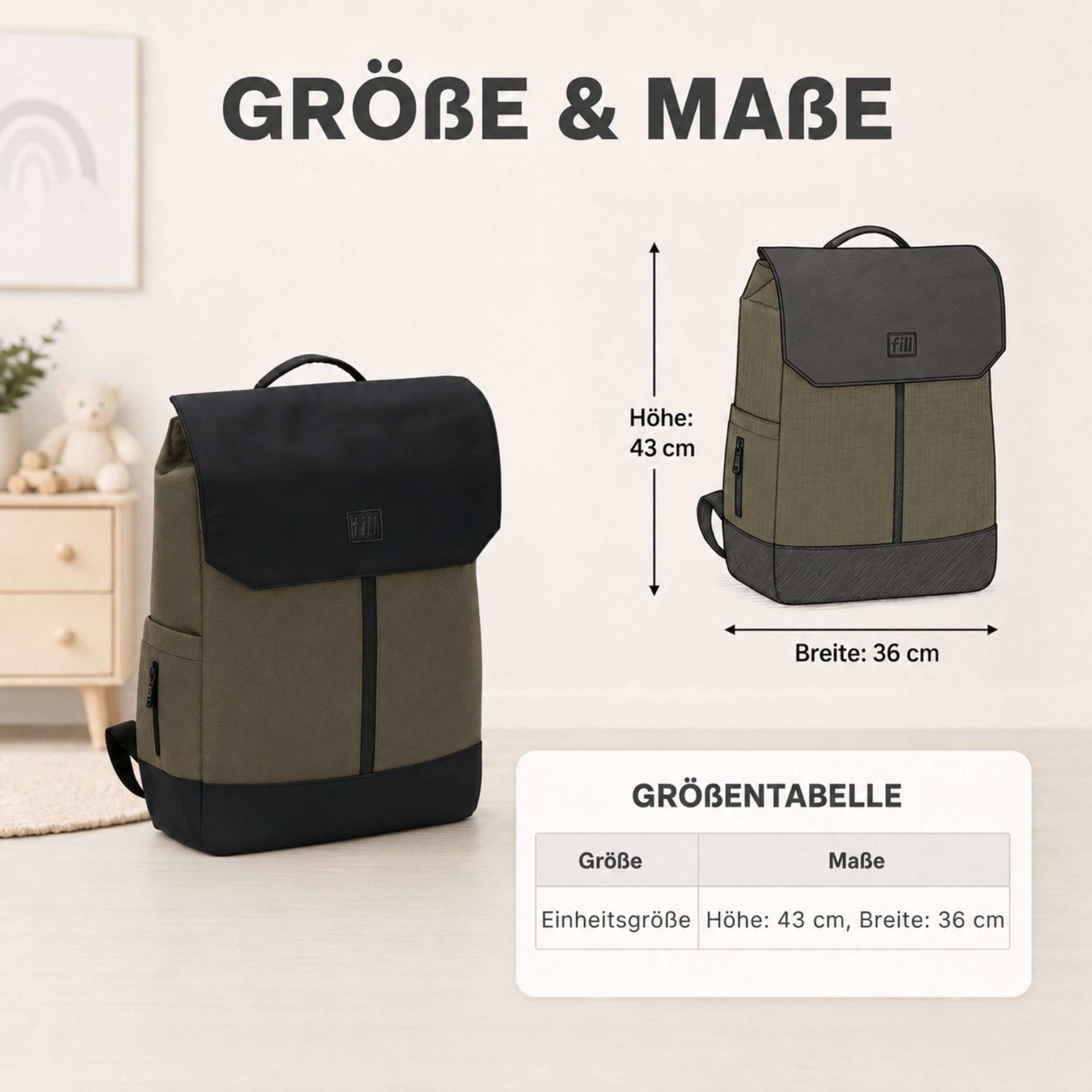 Fillikid Wickeltasche Wickelrucksack Osaka Exklusiv