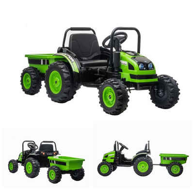 ES-Toys Elektro-Kinderauto Kinder Elektro Traktor 388 mit Anhänger, Belastbarkeit 30 kg, 2 Elektro Motoren Mp3-Player USB