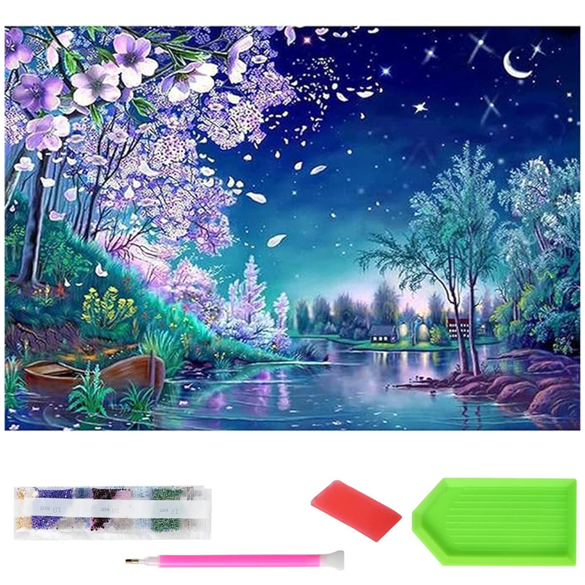 LA CUTE Malen nach Zahlen XXXL 5d Diamond Painting Fluss bei Nacht Malen na günstig online kaufen