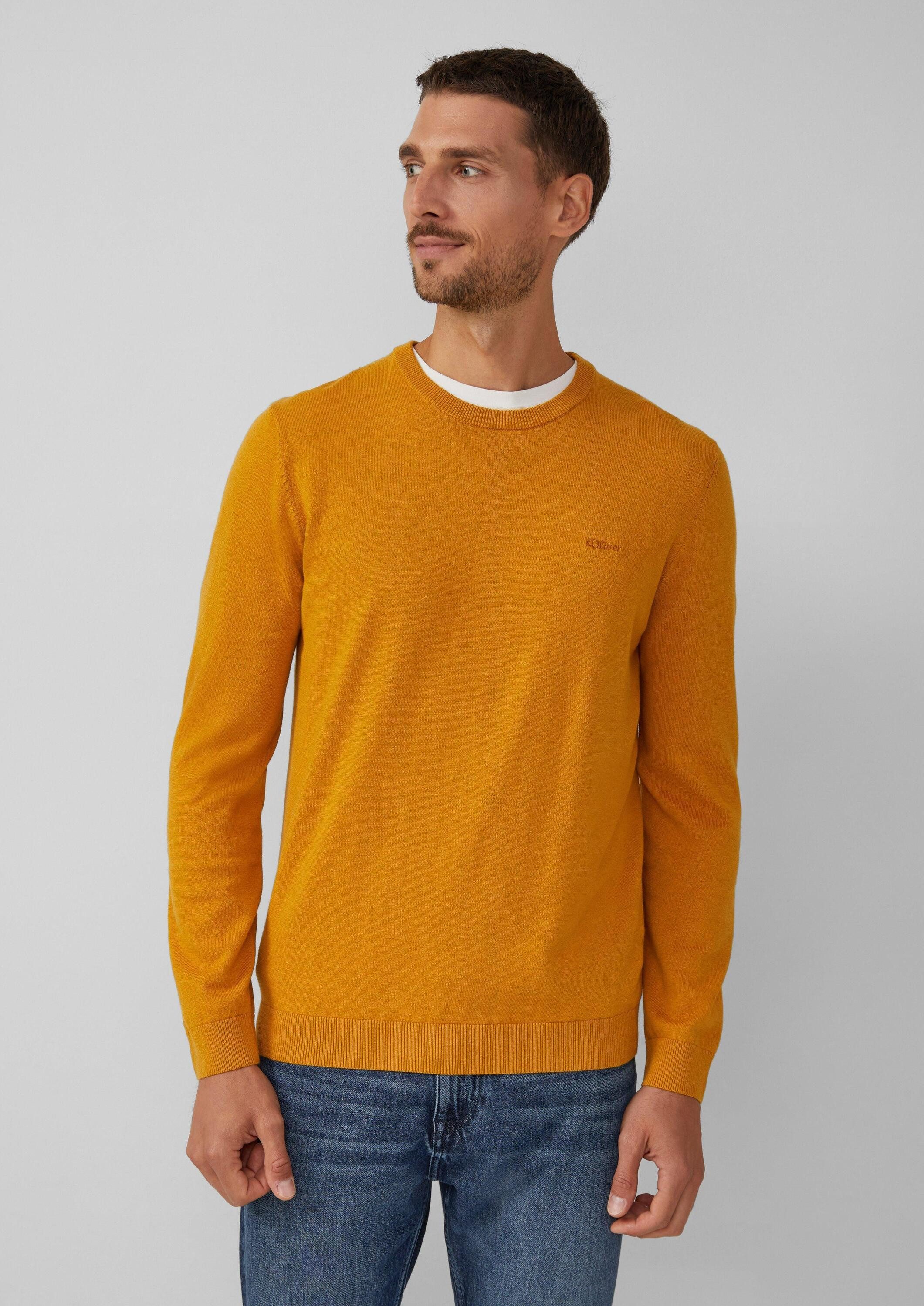 s.Oliver Longpullover Strickpullover Baumwollpullover mit Logo-Stickerei günstig online kaufen