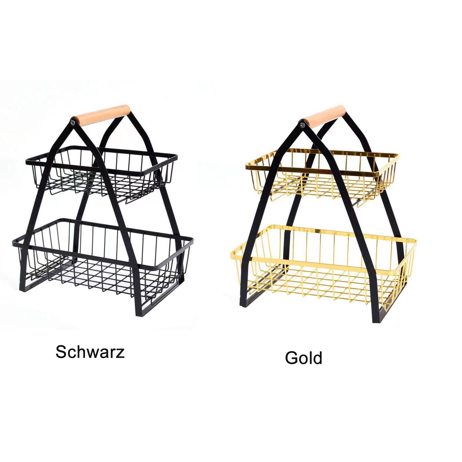 Metall, REDOM Obstkorb Geschirrständer Eckregal für Obst Etagen Obstschale 2 Gold Brot Küche Etagere Snacks Aufbewahrung Gemüse Obstständer Stehend Ständer