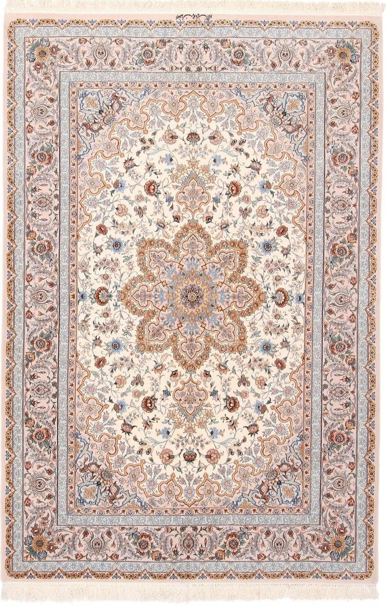 Orientteppich Isfahan Seidenkette 157x233 Handgeknüpfter Orientteppich, Nain Trading, rechteckig, Höhe: 6 mm