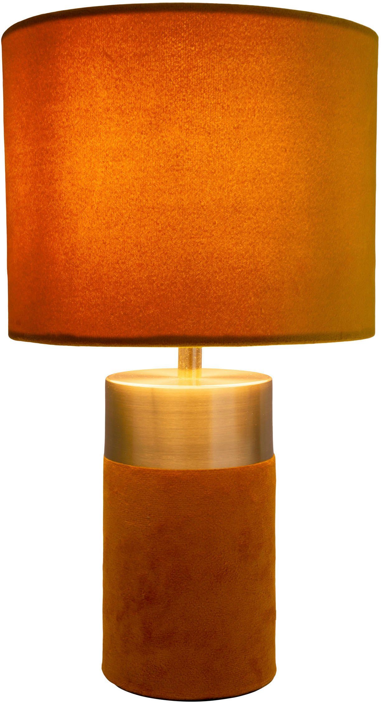 braun Tischleuchte Textilschirm braun, 1xE14, Fuß 32cm, Bordo, näve golden, Leuchtmittel, ohne 150cm H: Zuleitung