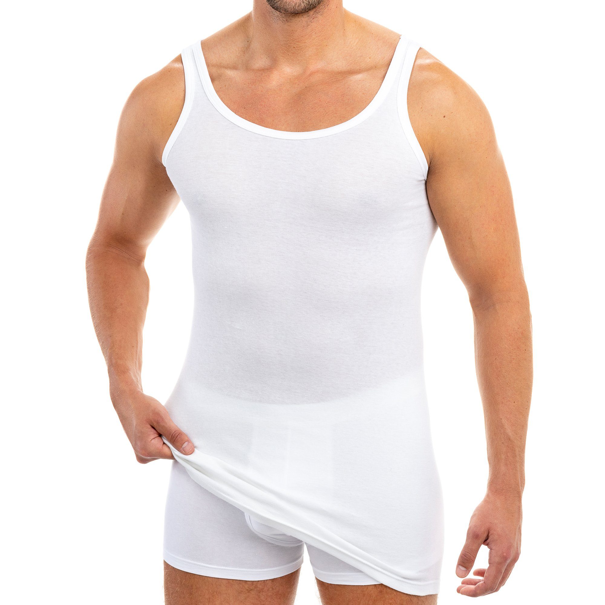 HERMKO Unterhemd 3007 extralanges Herren Unterhemd (10 cm) Achselhemd aus Baumwolle