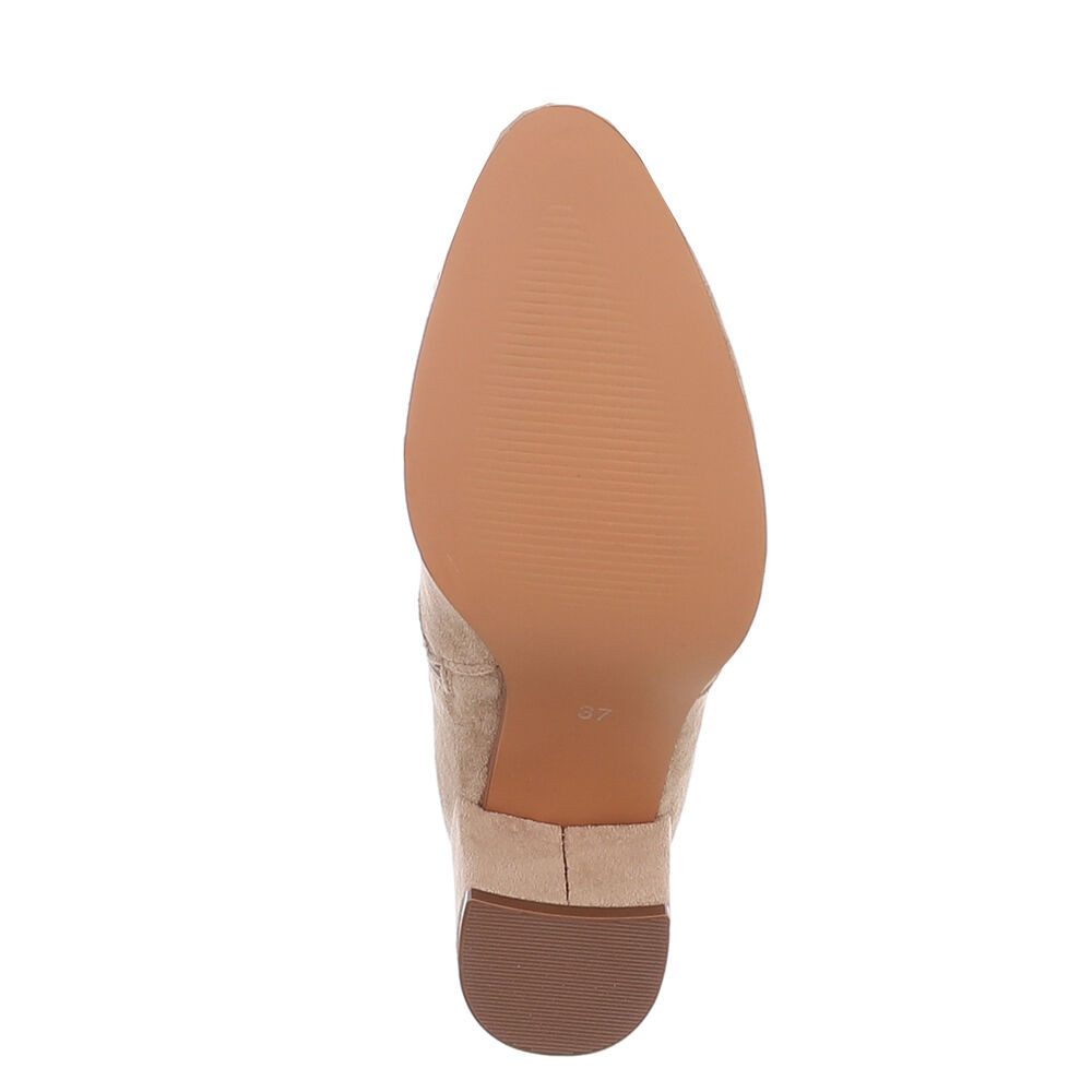 Ital-Design Elegante Overknee-Stiefel mit Blockabsatz für Damen Overkneestiefel (90152954) Blockabsatz Stiefel in Hellbraun