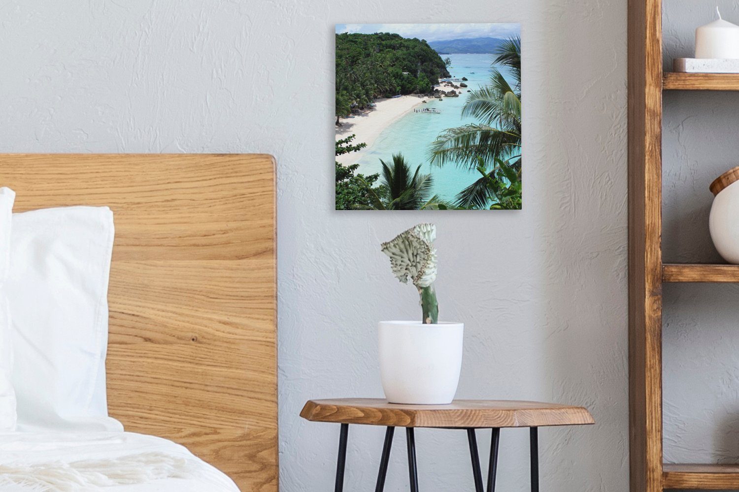 OneMillionCanvasses® Leinwandbild Grüne Natur und Schlafzimmer der Strände für auf Boracay, Wohnzimmer Bilder weiße Insel Leinwand St), (1