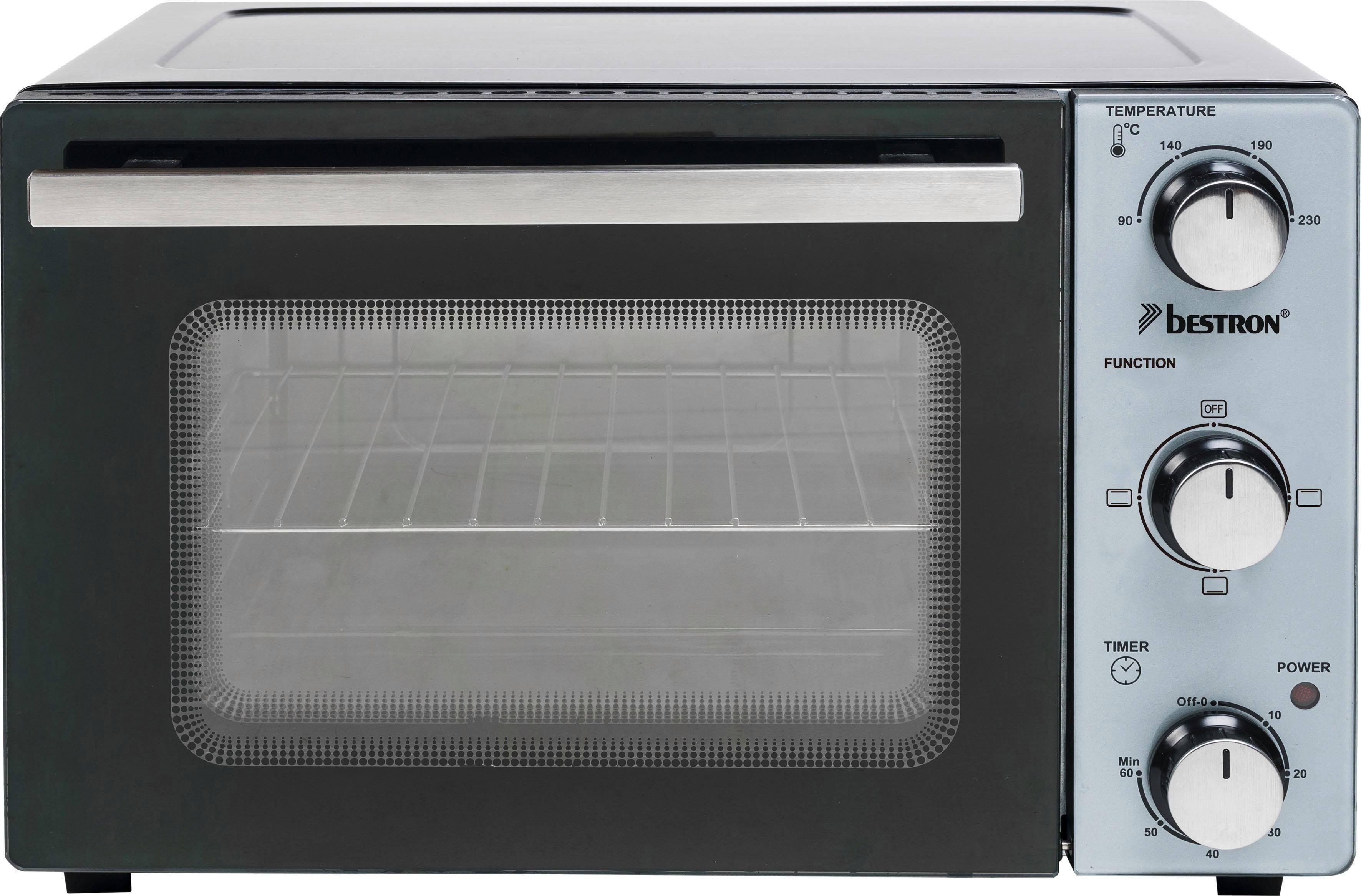 bestron Minibackofen W, kompaktes 1300 Gerät, Schwarz Edelstahl, AOV20