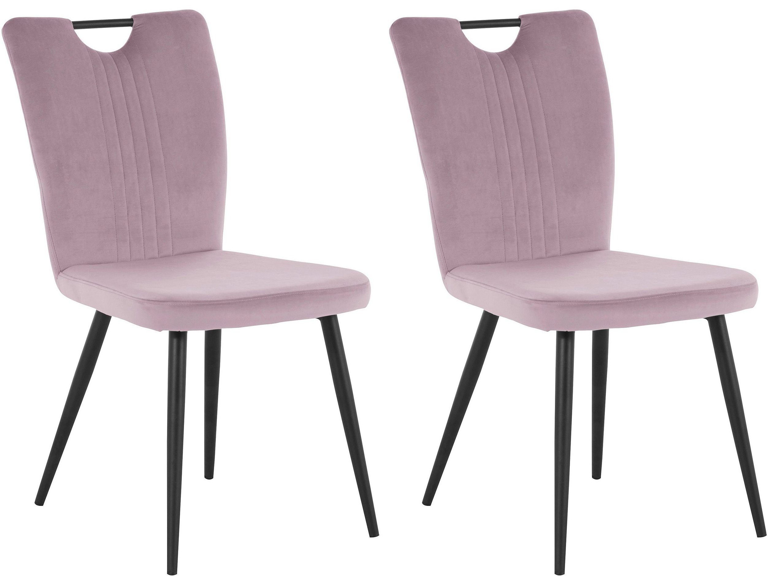 loft24 Esszimmerstuhl Suri (2er-Set), Sitzhöhe 46 cm, Polsterstuhl mauve