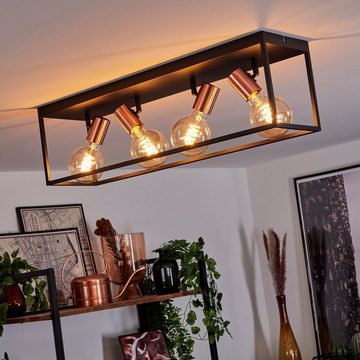 hofstein Deckenleuchte »Palazzetto« längliche Deckenlampe aus Metall in Schwarz/Roségold, ohne Leuchtmittel, mit verstellbaren Strahlern u. Lichteffekt durch Gitter-Optik, E27