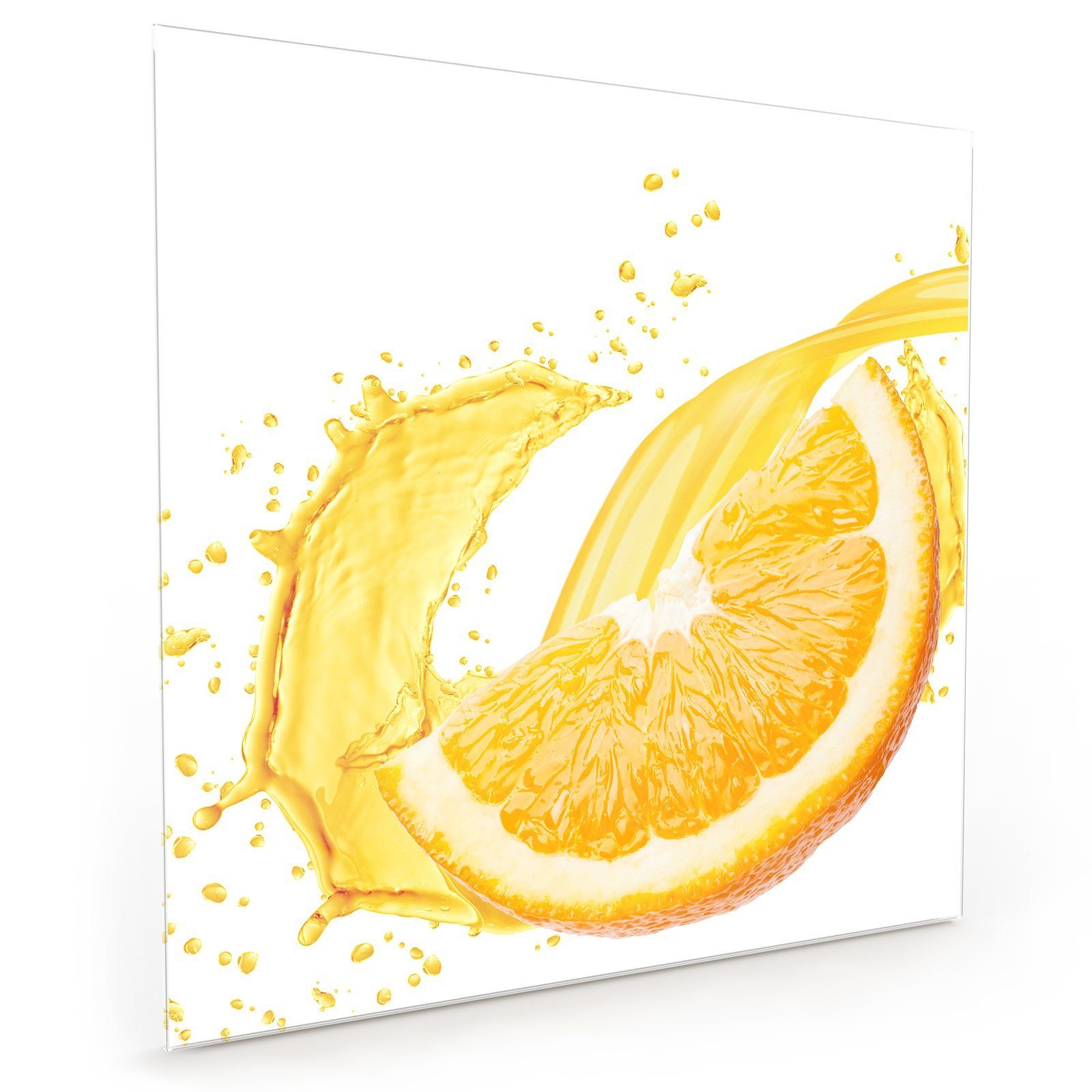 spritzt Spritzschutz mit Glas Küchenrückwand Primedeco Küchenrückwand Motiv Orangensaft