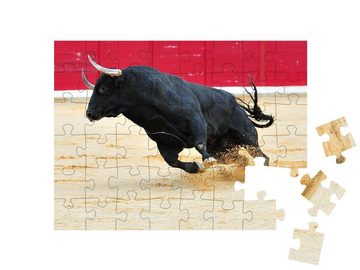 puzzleYOU Puzzle Stier in Spanien, 48 Puzzleteile, puzzleYOU-Kollektionen Stiere, Bauernhof-Tiere